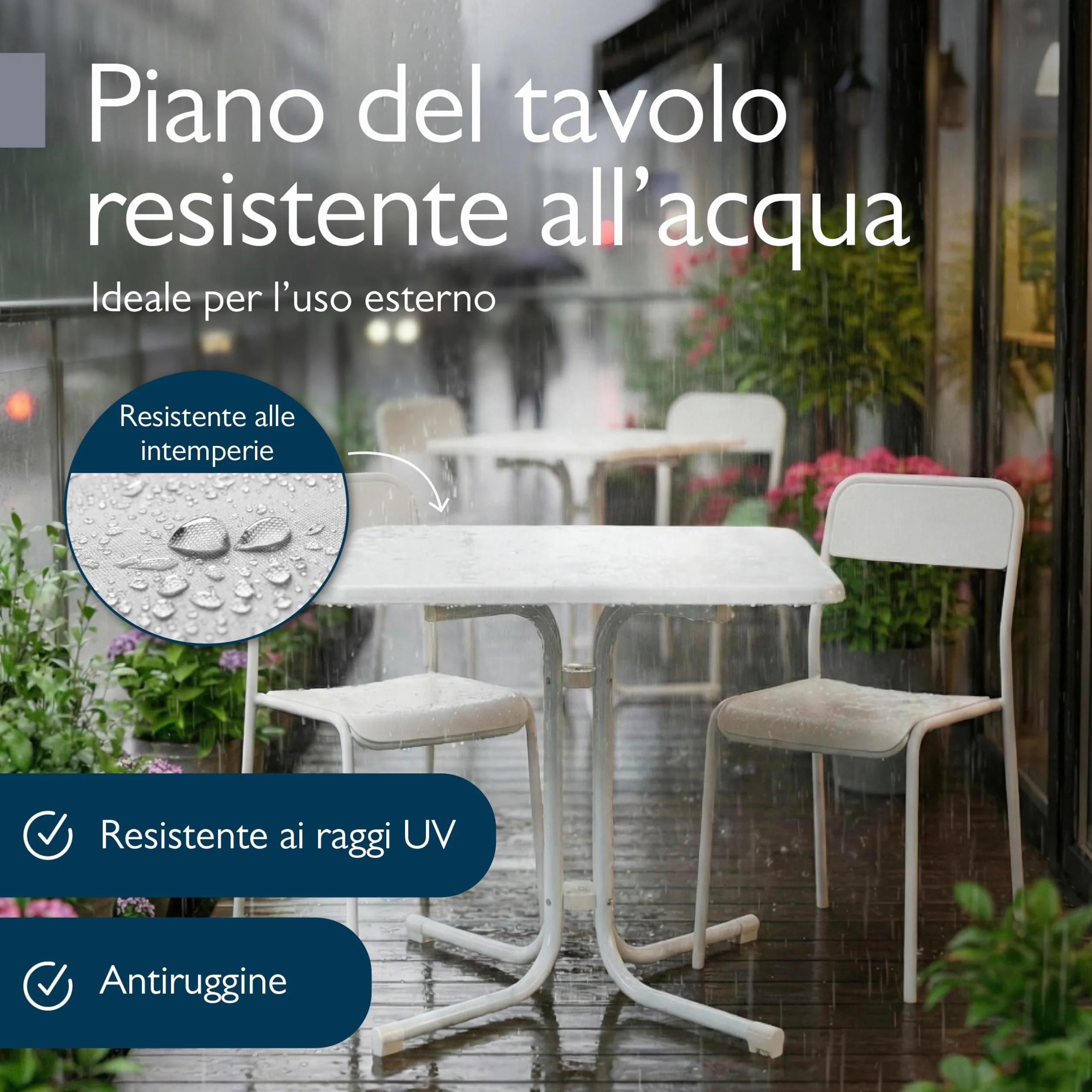 Beautissu Tavolo Bistrot da Esterno 80x80 cm – Tavolino da Balcone Giardino Terrazza Pieghevole H 70 cm – Tavolo da Campeggio Feste Bar Ristorante – Bianco – Bistroni