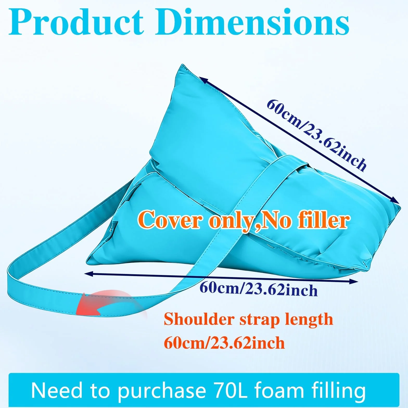 Outdoor Bean Bag (No Filler) Waterproof Beach Pillow Cover Mini Back Rest Bean Bag Cover for Camping Bag Multifunctional Storage Bag Bean Bag Beach Pillowsac Dual-Use(Orange)