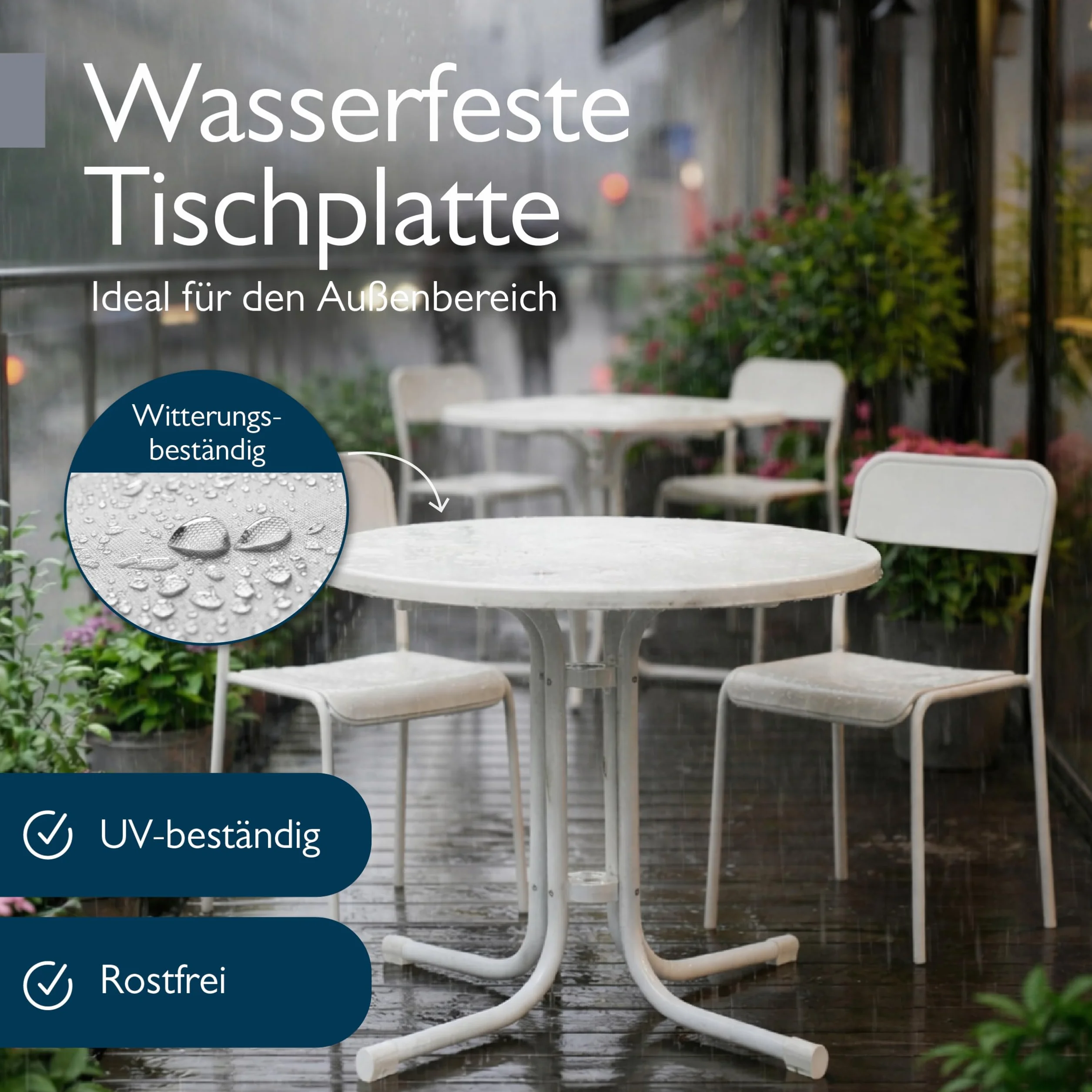 Beautissu Tavolo Bistrot da Esterno Ø 80 cm Impermeabile – Tavolino da Balcone Giardino Terrazza Pieghevole H 70 cm – Tavolo da Campeggio Feste Bar Ristorante – Bianca – Bistroni