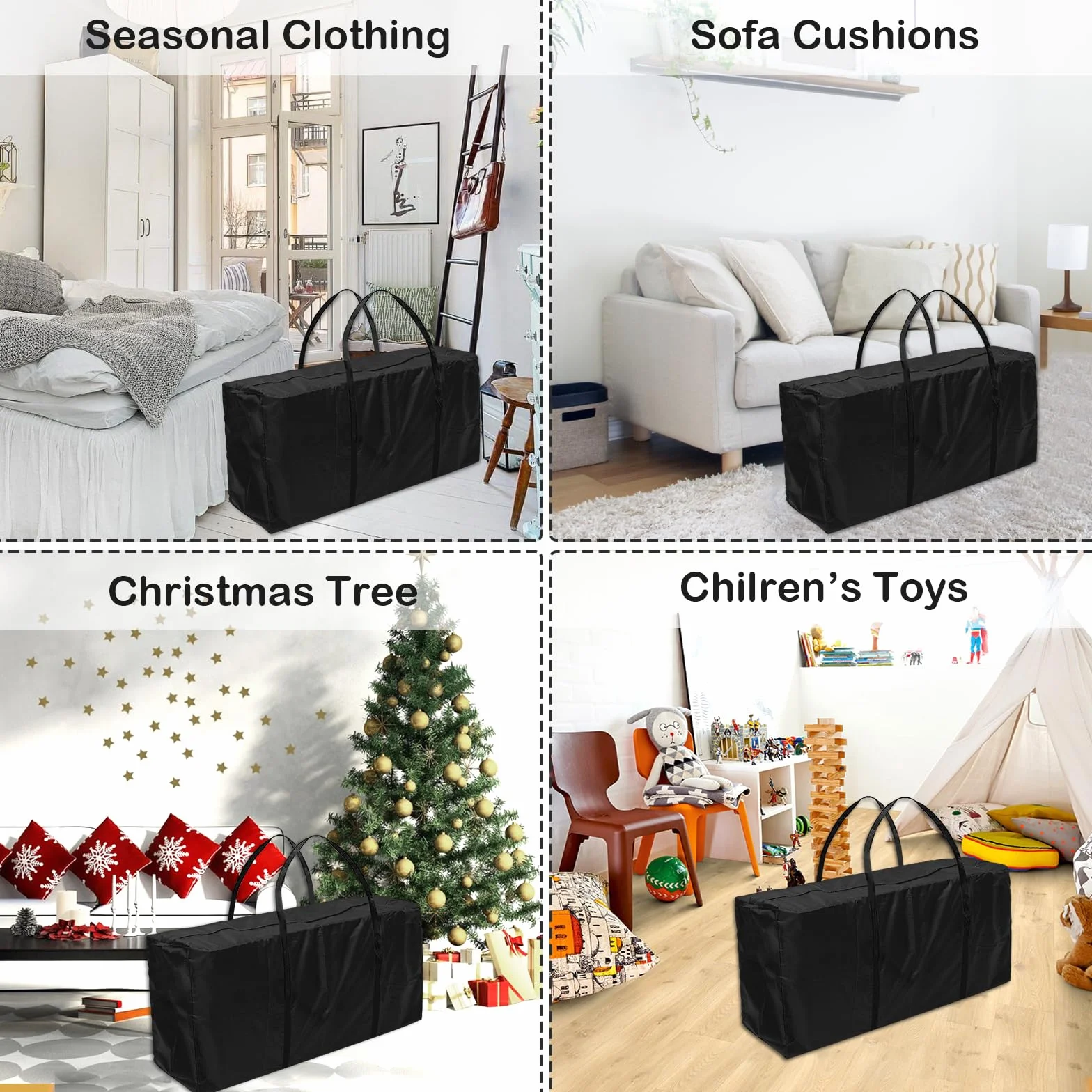 Borsa Albero di Natale,Sacco per Albero di Natale con Maniglia Tessuto Oxford Resistente,Impermeabile, Anti UV,Borsa per Cuscini da Giardino (130 x 32 x 55 cm -1PCS)