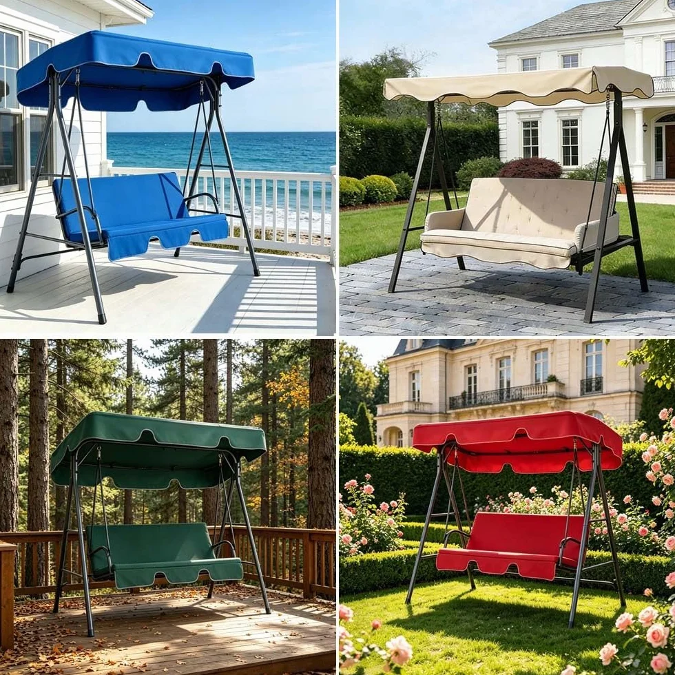 Tetto di Ricambio per Dondolo da Giardino Tettuccio per Dondolo da 3 Posti Copertura di Ricambio per Altalena da Esterno Impermeabile Tenda da Sole Tetto(Gray,75x47in-190x120cm)