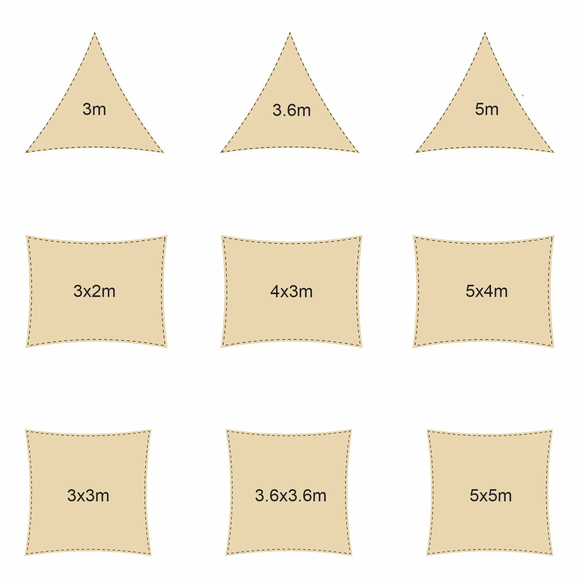Rebecca Mobili Vela Parasole Telo Ombreggiante Triangolare Beige Polietilene Protezione Raggi Solari Giardino Campeggio 5x5x5 mt (Cod. RE6341)