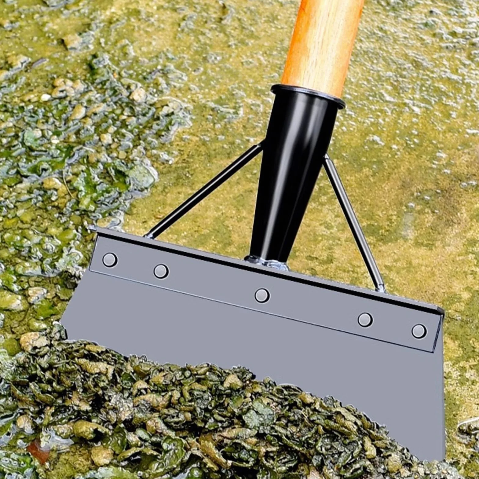 Pala da giardino multifunzionale, pala in acciaio inox per la pulizia di erbacce e muschio, pala per la pulizia del giardino, diserbo, piante, dispositivo agricolo diserbante (38 cm, nero)