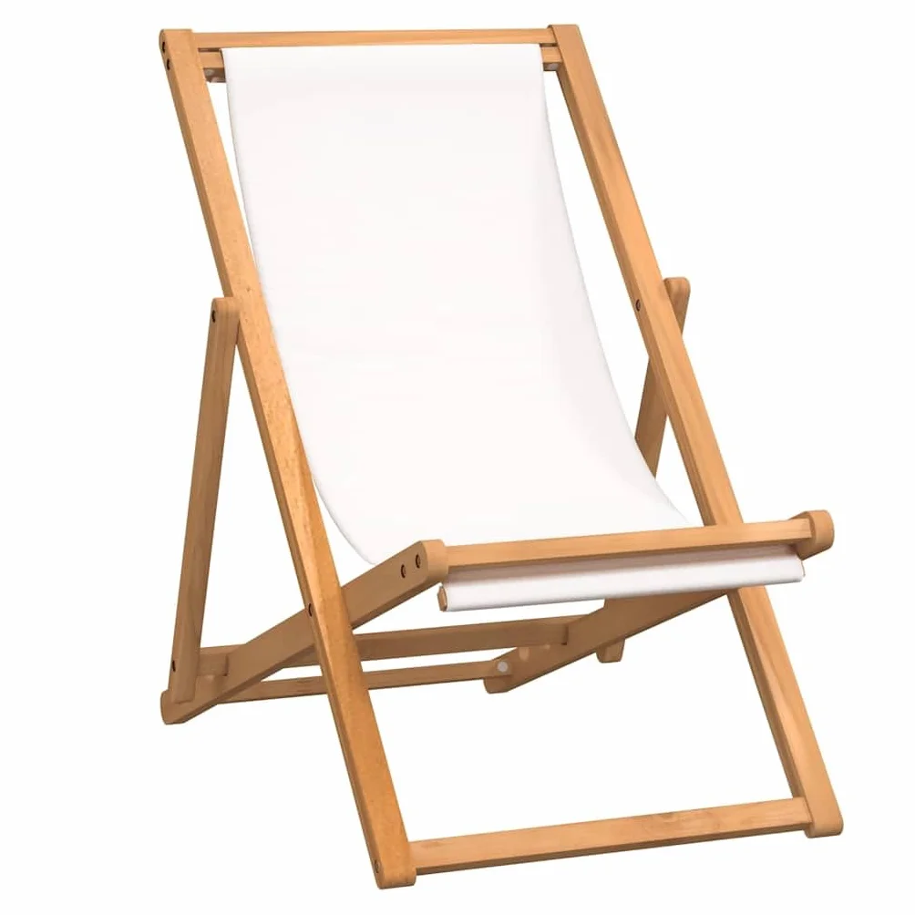 vidaXL Sedia Sdraio Giardino Pieghevole Crema Lettino Prendisole Arredi da Esterni Robusto Sedie da Pranzo Patio Terrazzo Arredamento Legno di Teak