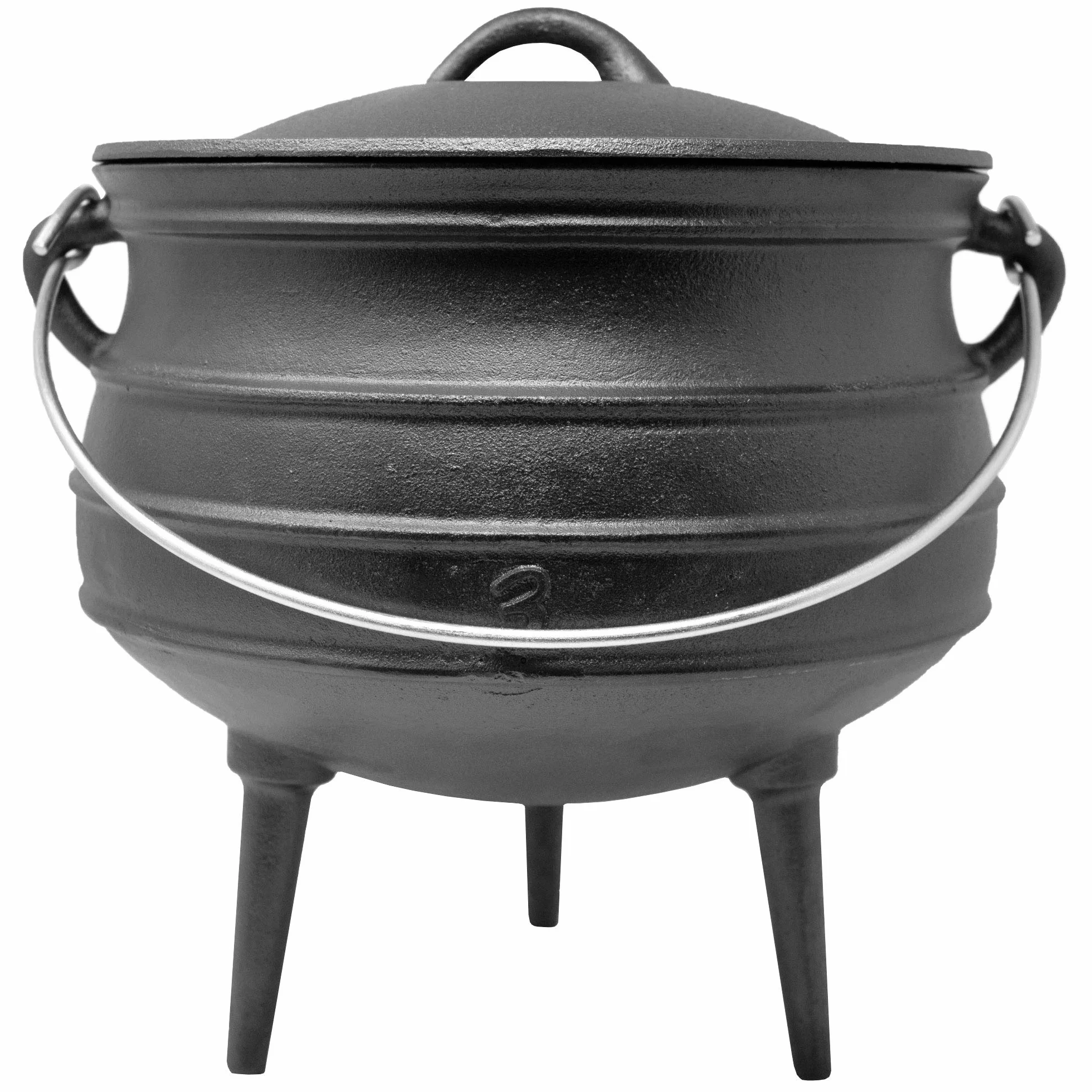 Potjie in ghisa "Beefalo" #3 | Pentola tradizionale sudafricana in ghisa | Una variante del forno olandese con coperchio e piedi d'appoggio | Capacità: 8 litri