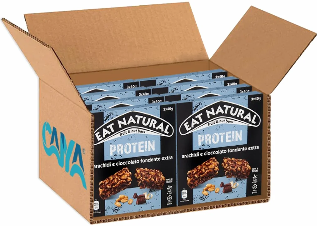 8X Eat Natural Protein Barretta con Arachidi e Cioccolato Fondente Extra, Senza Glutine (Gluten free) 120g