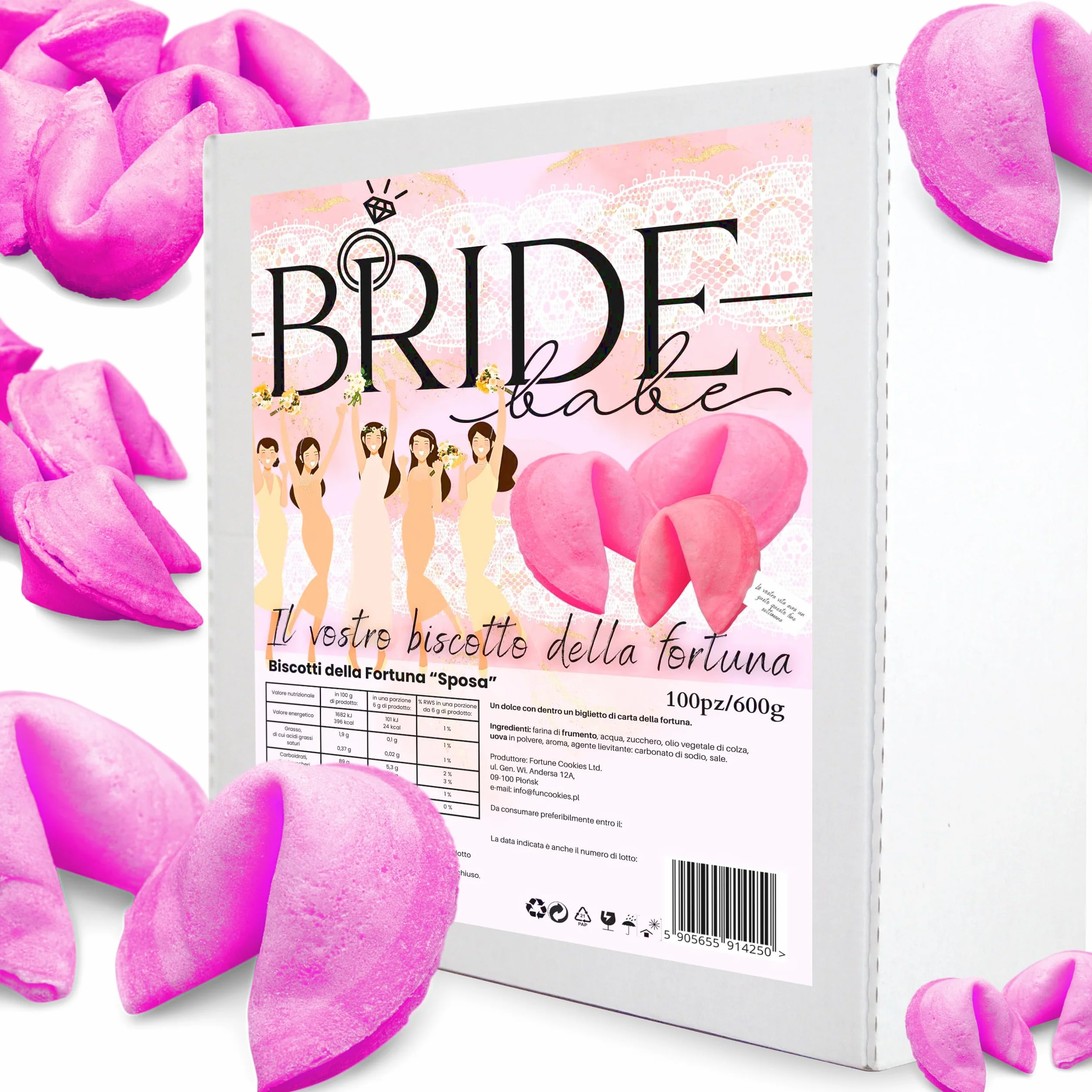 Biscotti della Fortuna Cinesi, Biglietti Profetici, come regalo, biscotti rosa, per gli ospiti, per una festa, addio al nubilato, Sapore Vaniglia (100 pezzi)