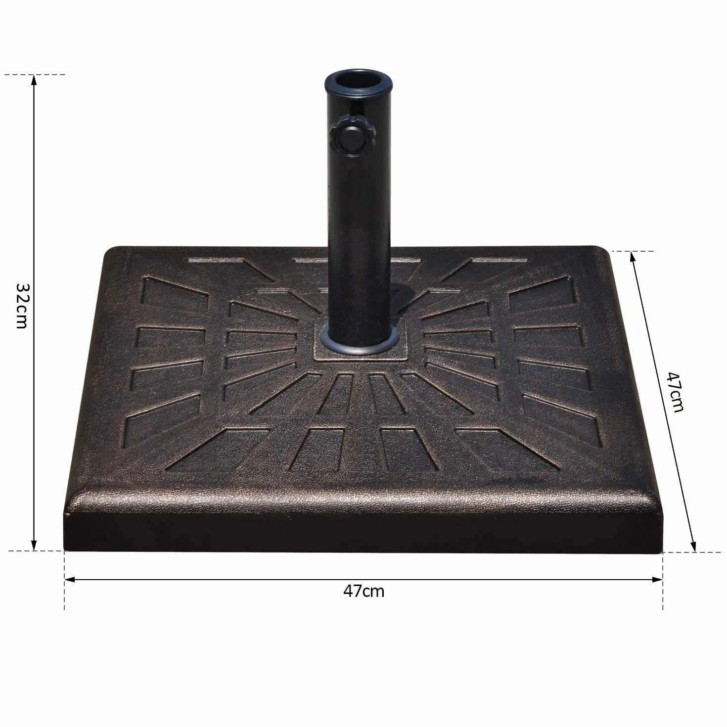 Outsunny Base per Ombrellone Diametro 3,8/4,8cm Peso 15Kg da Giardino Resina 47x47x32cm