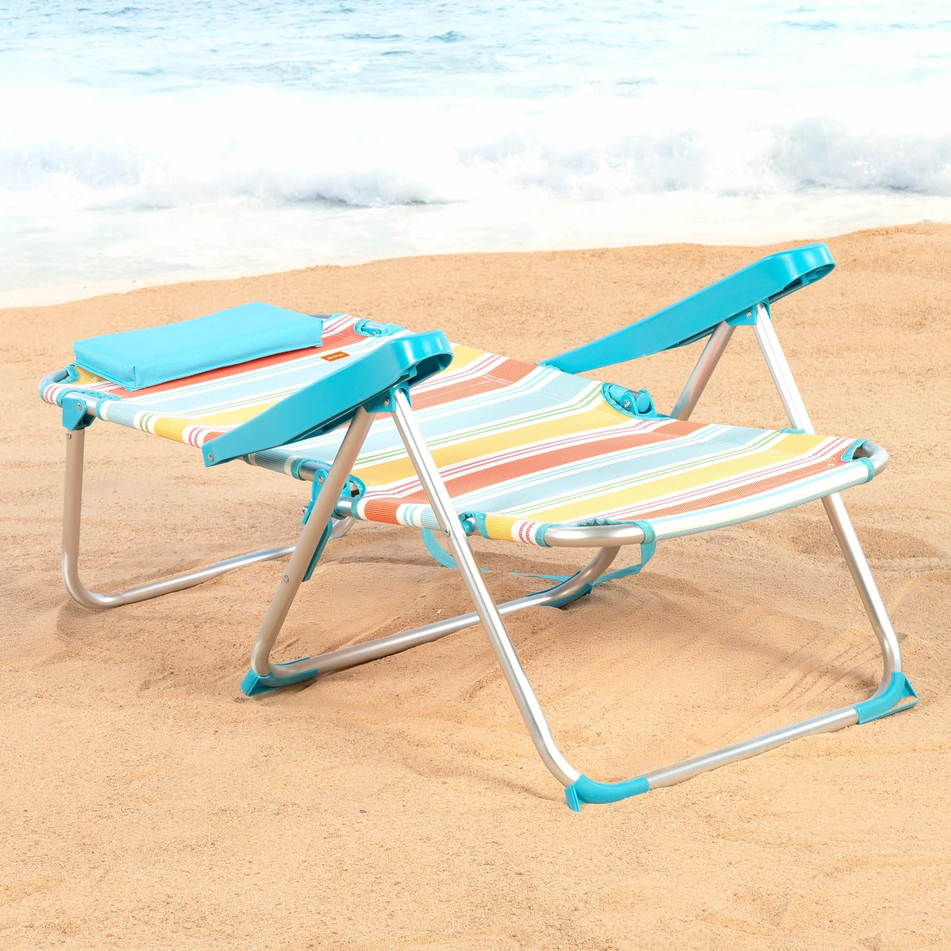 AKTIVE Sedia da spiaggia pieghevole, 48x60x90 cm, reclinabile in 5 posizioni