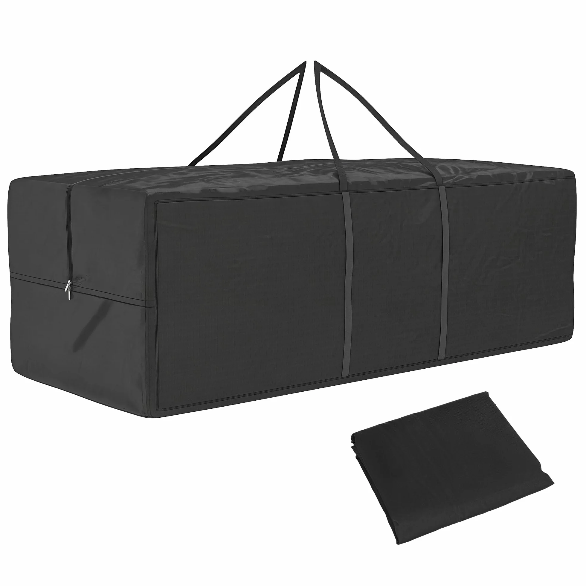 Outsunny Borsa per Cuscini da Giardino, Borsa per Albero di Natale da 840L Impermeabile, Custodia Portaoggetti da Giardino Pieghevole in Tessuto Oxford 600D con Doppia Cerniera e Maniglie, Nero