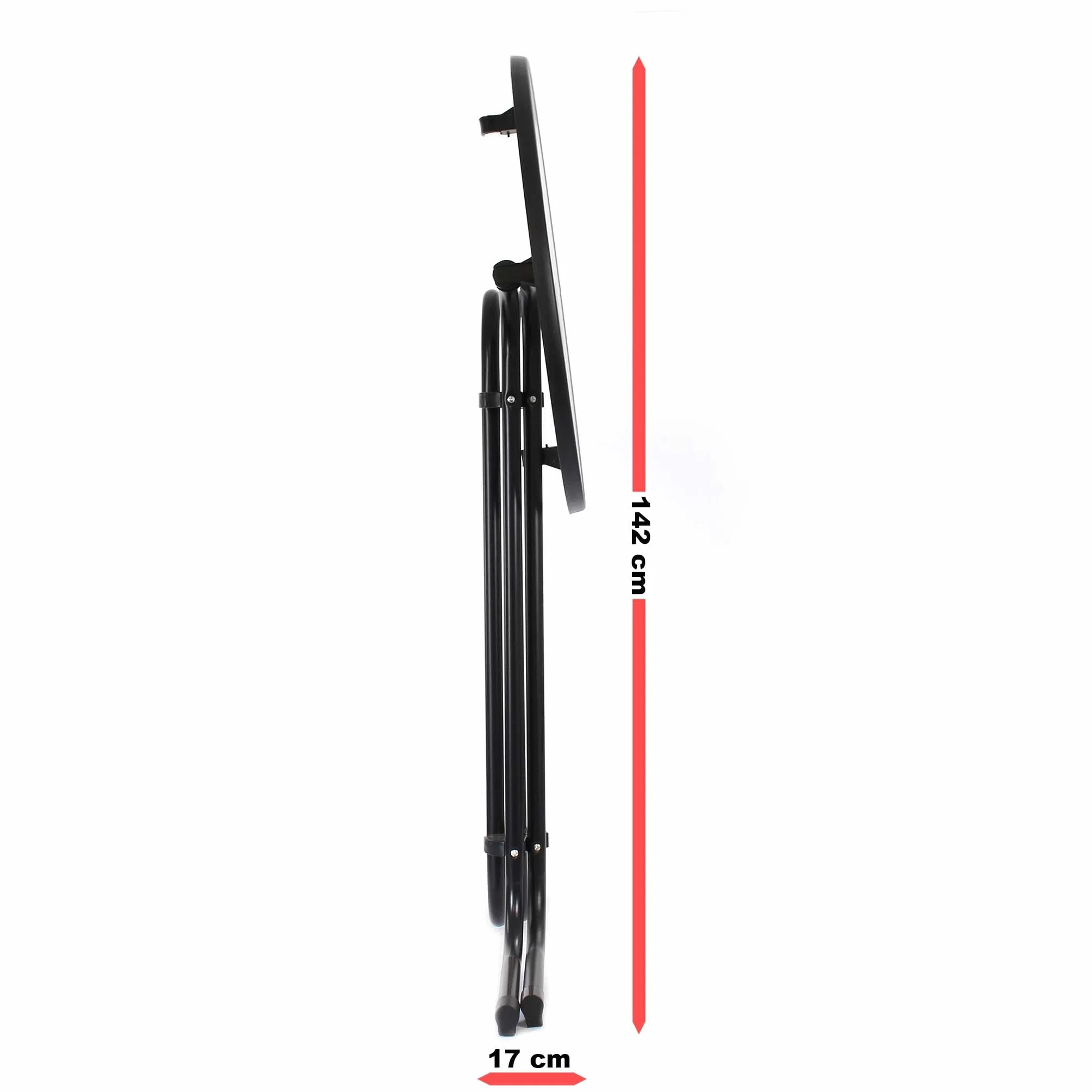 Tavolo alto da bar rotondo pieghevole nero Ø 80 cm h 110 cm per interno ed esterno