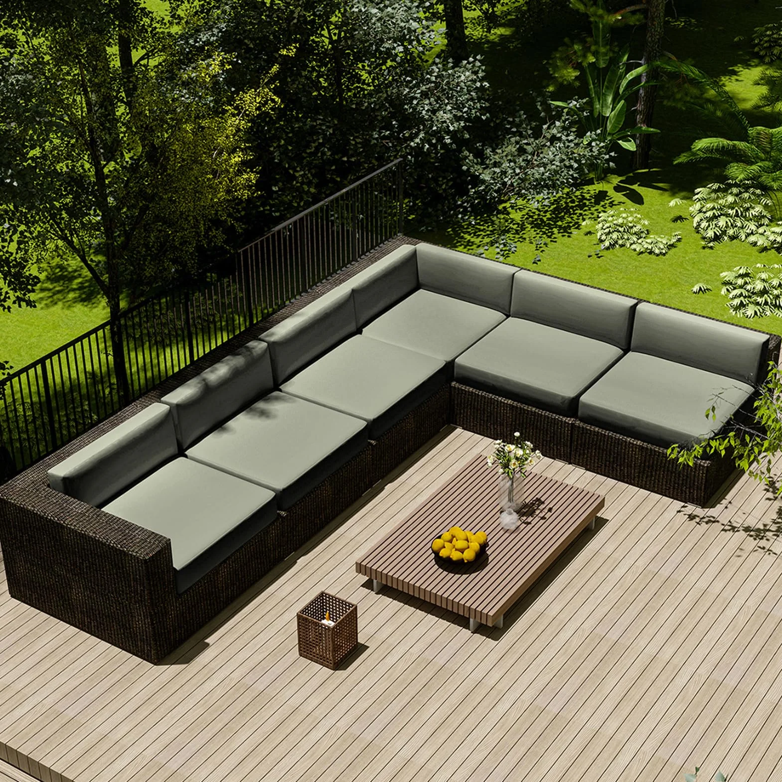 Set da 4 Pezzi Impermeabile Federe per Cuscino da Esterno per Esterni e Patio, Federe per Cuscini con Cerniera per L/Angolo Divano Copricuscini per Giardino Rattan (33 * 65cm,Grigio Chiaro)
