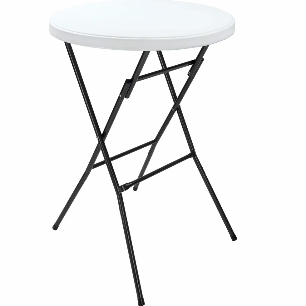 Casaria® Tavolo da Bar Ø 72 cm Tavolino Rotondo Pieghevole da Giardino per Feste Altezza 110 cm in Metallo Bianco