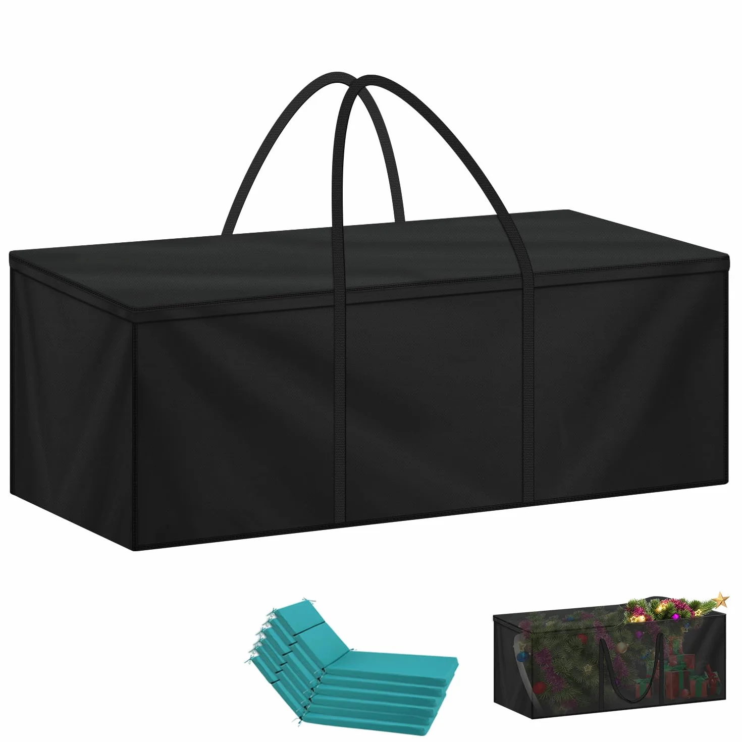 LAMUNI Borsa da Giardino, Grande Borse di stoccaggio per Esterni, Borsa per Cuscini da Giardino, Custodia per Albero di Natale, Borse per Cuscino Letto con Maniglie, Impermeabile, 175x60x80cm