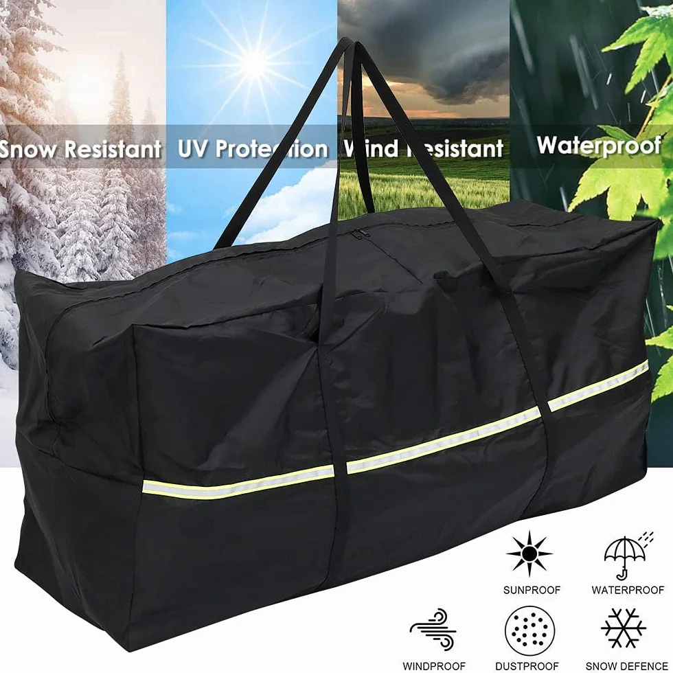 Borsa portaoggetti per mobili da giardino, impermeabile, anti-UV, resistente agli strappi, in tessuto Oxford 210D, con manico e cerniera, per patio, sedile, mobili, cuscino albero di
