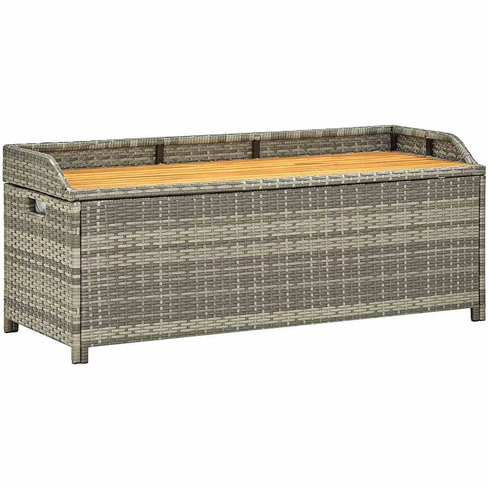 vidaXL Panca Giardino con Vano Portaoggetti Rustica Robusta Elegante Baule Cassapanca Panchina da Esterno 120 cm in Legno e Polyrattan Grigio