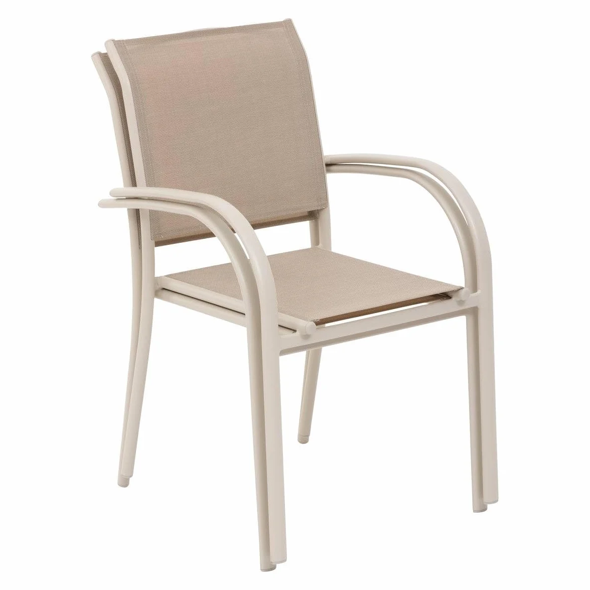 Hespéride - Silla de jardín apilable Piazza, de Lino y Arcilla, Resistente a la corrosión, Ligera, fácil de guardar, para Patio y balcón