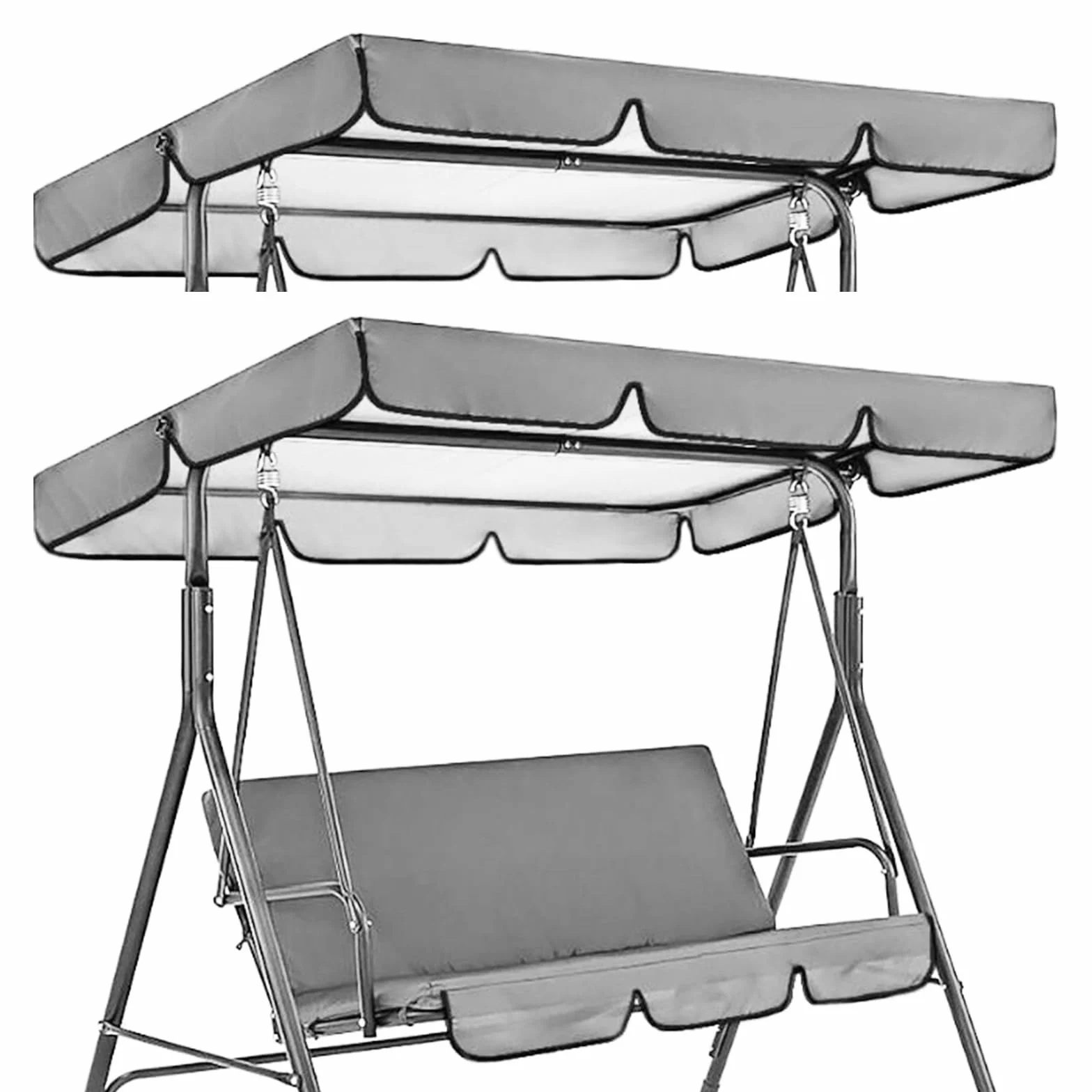 Tettuccio parasole per dondolo Hollywood, universale, per esterni, impermeabile, per altalena da giardino (grigio scuro)