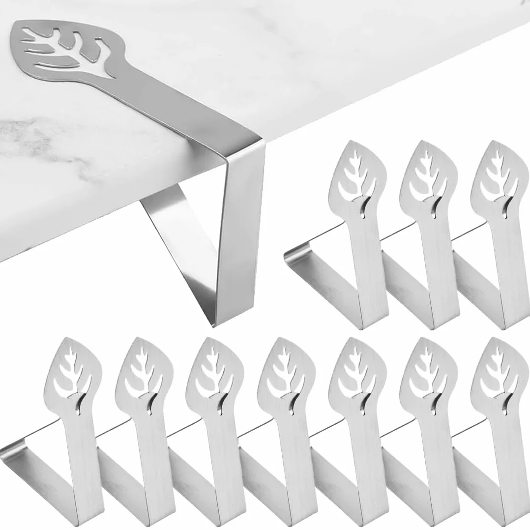 10 Tovaglia Clip in Acciaio, Gadget Molla Fermatovaglia, tavolo pieghevole, ferma tovaglia da esterno, fermatovaglia da esterno, Acciaio Inossidabile, Argento, per Outdoor Picnic Party