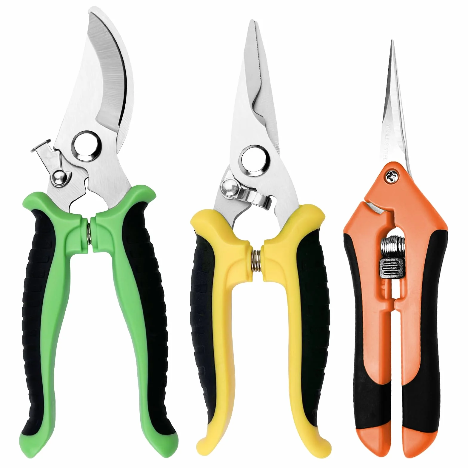 Chiluxendo 3 Pezzi Forbici Potatura Professionali, Cesoie Giardinaggio con Manico Ergonomico, Forbice da Potature, Forbici da Giardino, Pruning Shears con Blocco di Sicurezza, Cesoia per Potare