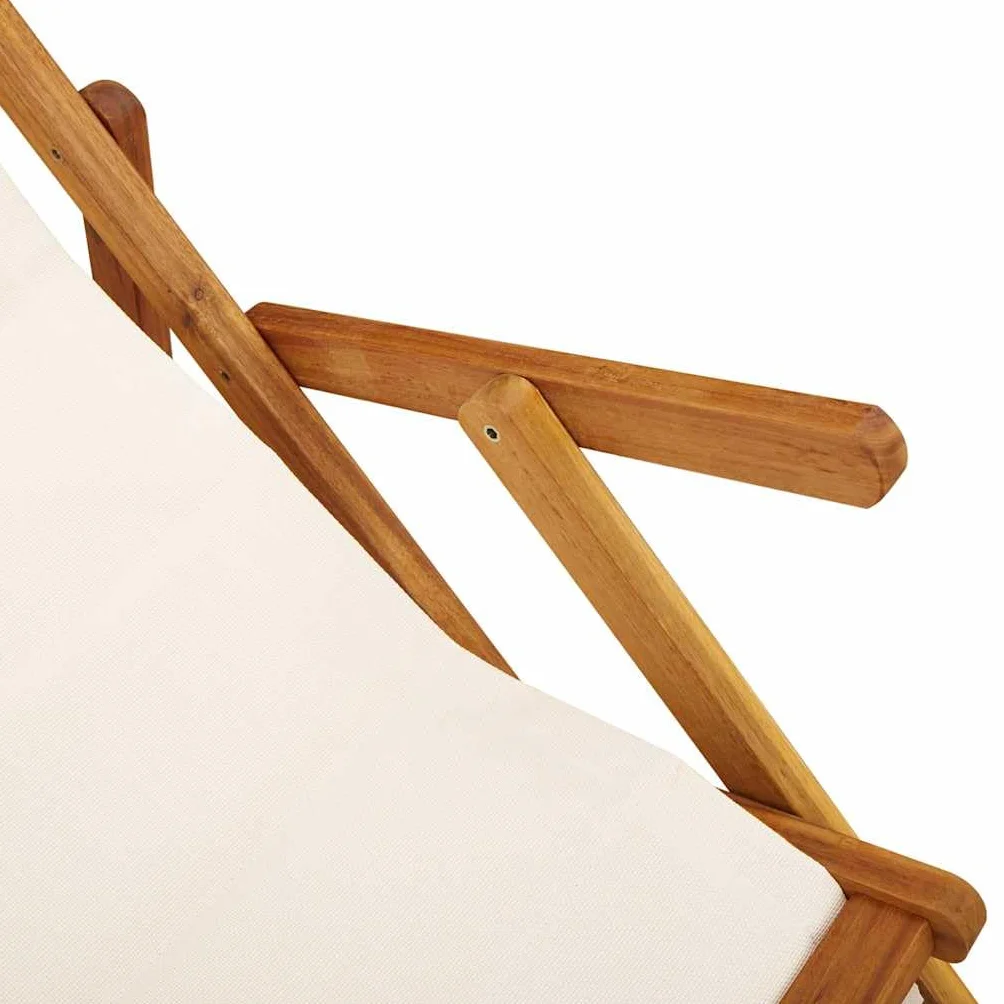 vidaXL Sedia da Spiaggia Pieghevole Braccioli Legno Acacia&Textilene, sedia da spiaggia pieghevole, sedia a sdraio, sedia da spiaggia in legno