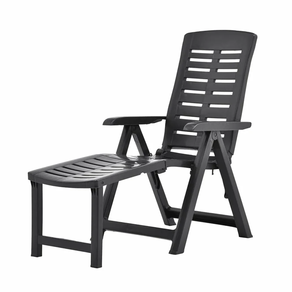 VIRSUS Poltrona Pieghevole da Giardino con Poggiapiedi di colore ANTRACITE, Misura 60x108x109 cm, Sedia Reclinabile Multiposizione Regolabile per Esterno, Made in Italy -ARIZ008F