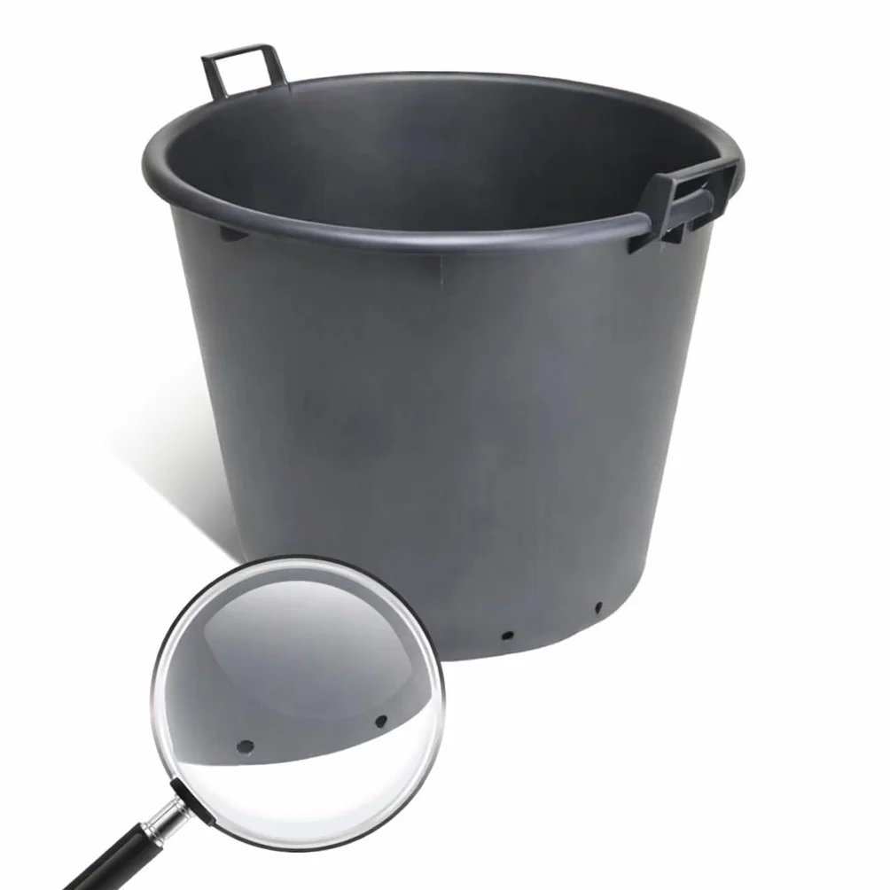 Mastello in plastica nero con manici e fori mastellone tino tinozza giardino Capacità 110 Litri Vivaio di Castelletto