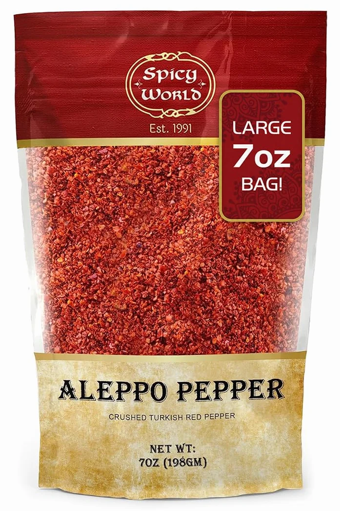 Aleppo Pepper 7 oz – Halaby Turkish Chili Pepper – Premium Crushed Pepper Flakes by Spicy World