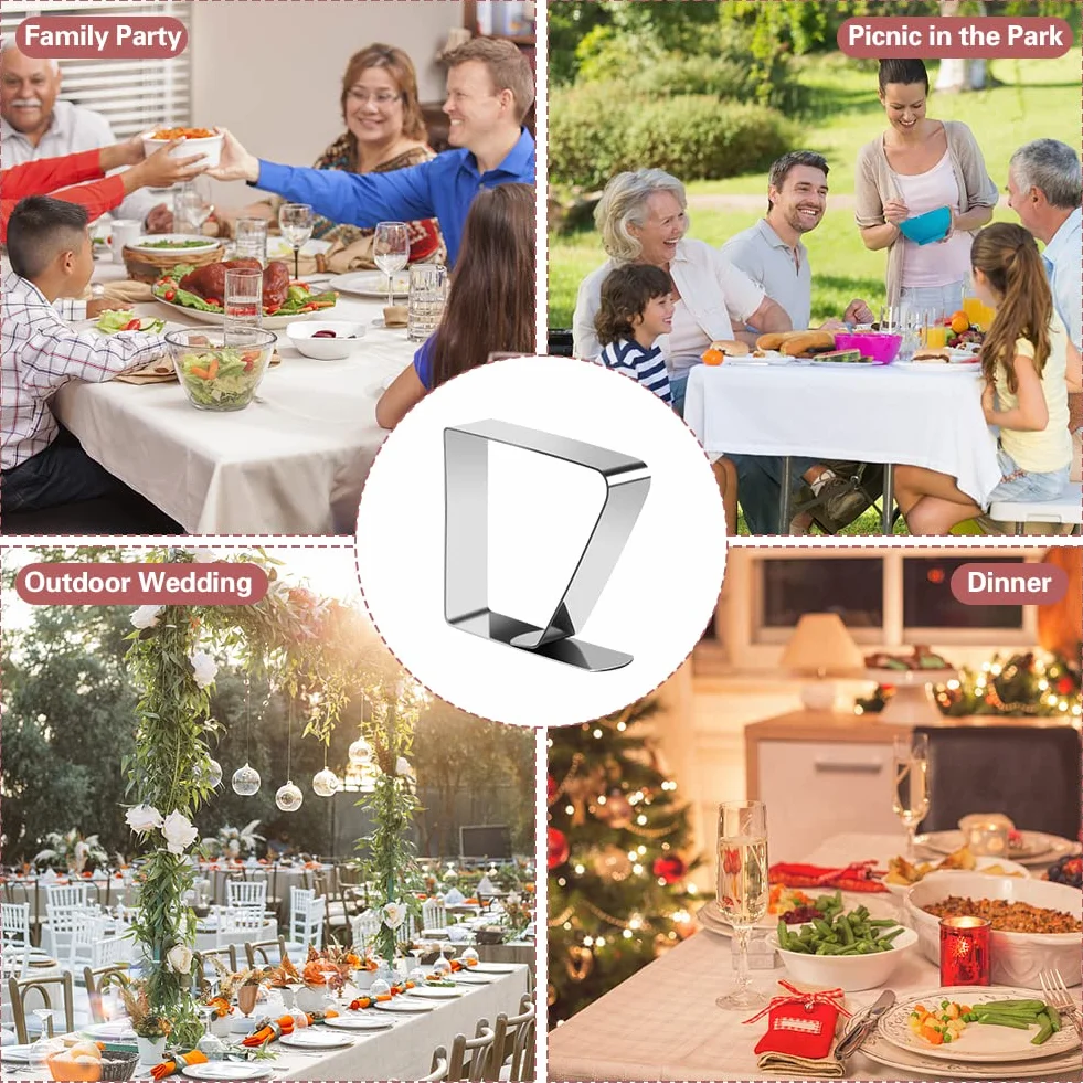 Gohytal Ferma Tovaglia da Tavola, 30 Pezzi Fermatovaglia in Acciaio Inox Ferma Tavoli Spessi per Morsetto per Casa Outdoor Picnic Feste e Matrimoni Ristorante Giardino (Argento)