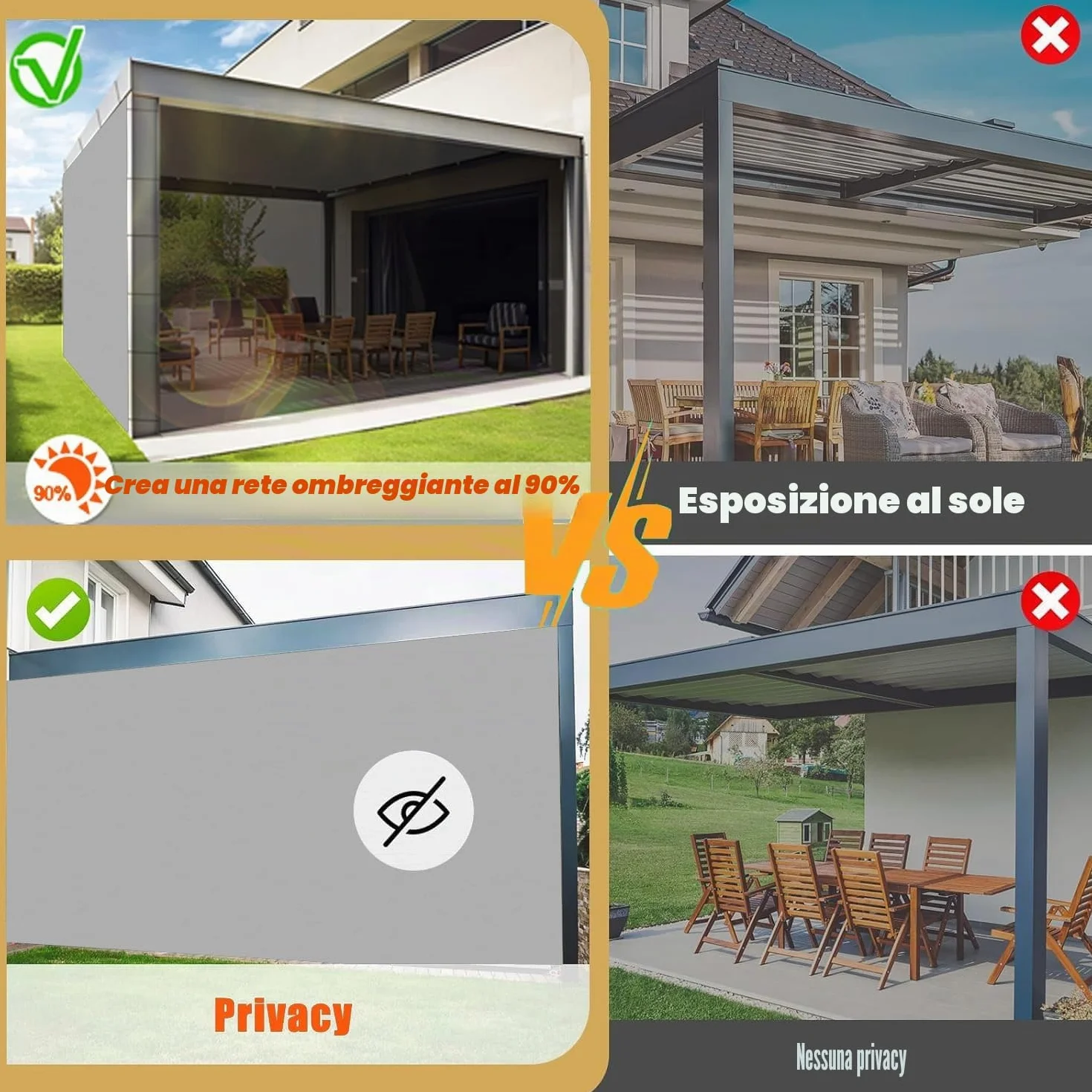 Vela Ombreggiante Impermeabile 1x2M Tenda da Sole per Esterno Vele Ombreggianti Rettangolare Telo Parasole con Fune Occhiellato Protezione UV Tenda Vela per Giardino Balcone Terrazza Grigio chiaro