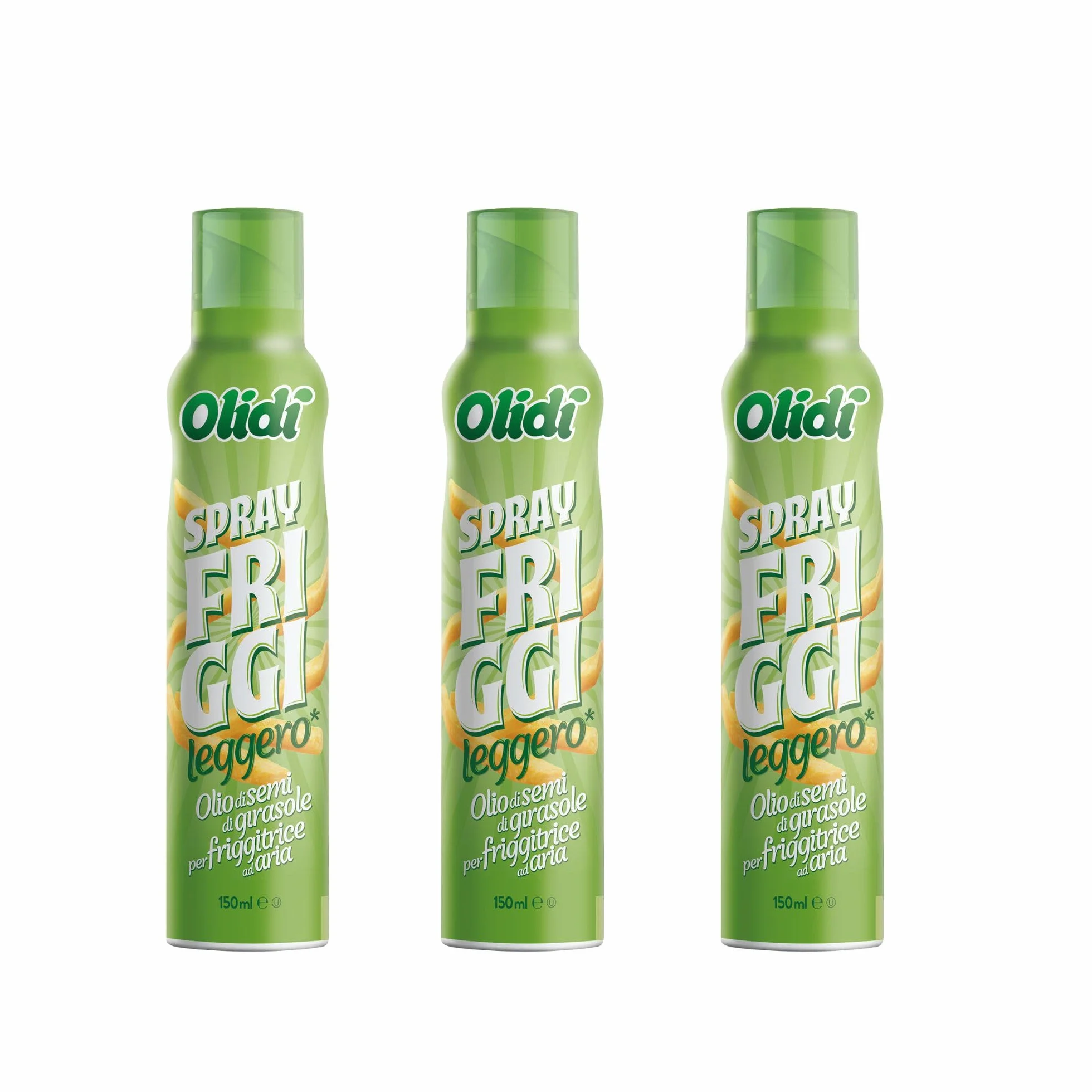 Olidì, 3X150 ml, Olio Spray per Friggitrice ad Aria, Spray da Cucina, Olio di Girasole Alto Oleico, Zero Sprechi e Dosi Precise, Nebulizzatore Olio