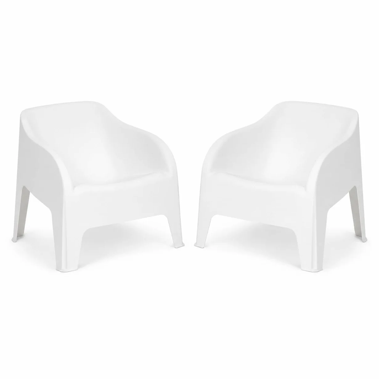 Toomax Kit 2 Poltrone Petra Bianco 79x76,5x70 cm, set di 2 poltrone moderne da giardino impilabili in resina di polipropilene resistente ai raggi UV, ideali per uso esterno