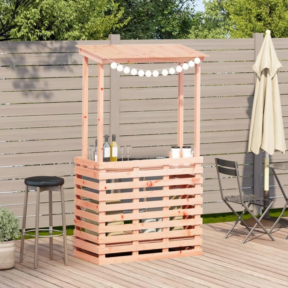Generico Tavolo Bar da Esterno con Tetto 112,5x57x195,5cm Legno Massello,Mobili da Giardino,Tavoli da giardino-832537