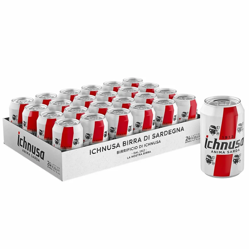 Birra Ichnusa Anima Sarda, Cassa Birra Con 24 lattine da 33cl, Birra Lager a Bassa Fermentazione, Gusto Moderatamente Amaro, Gradazione 4,7% Vol