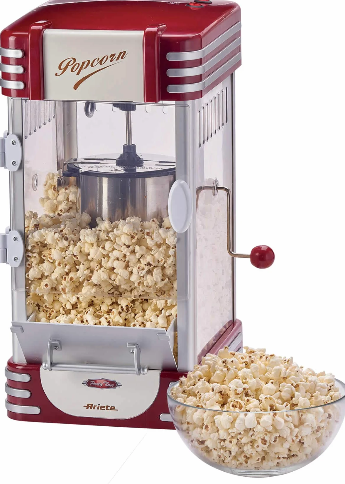 Ariete Popcorn Popper XL Party Time 2953, Macchina Pop Corn, 700gr di Pop Corn in Meno di 2 Minuti, Rosso
