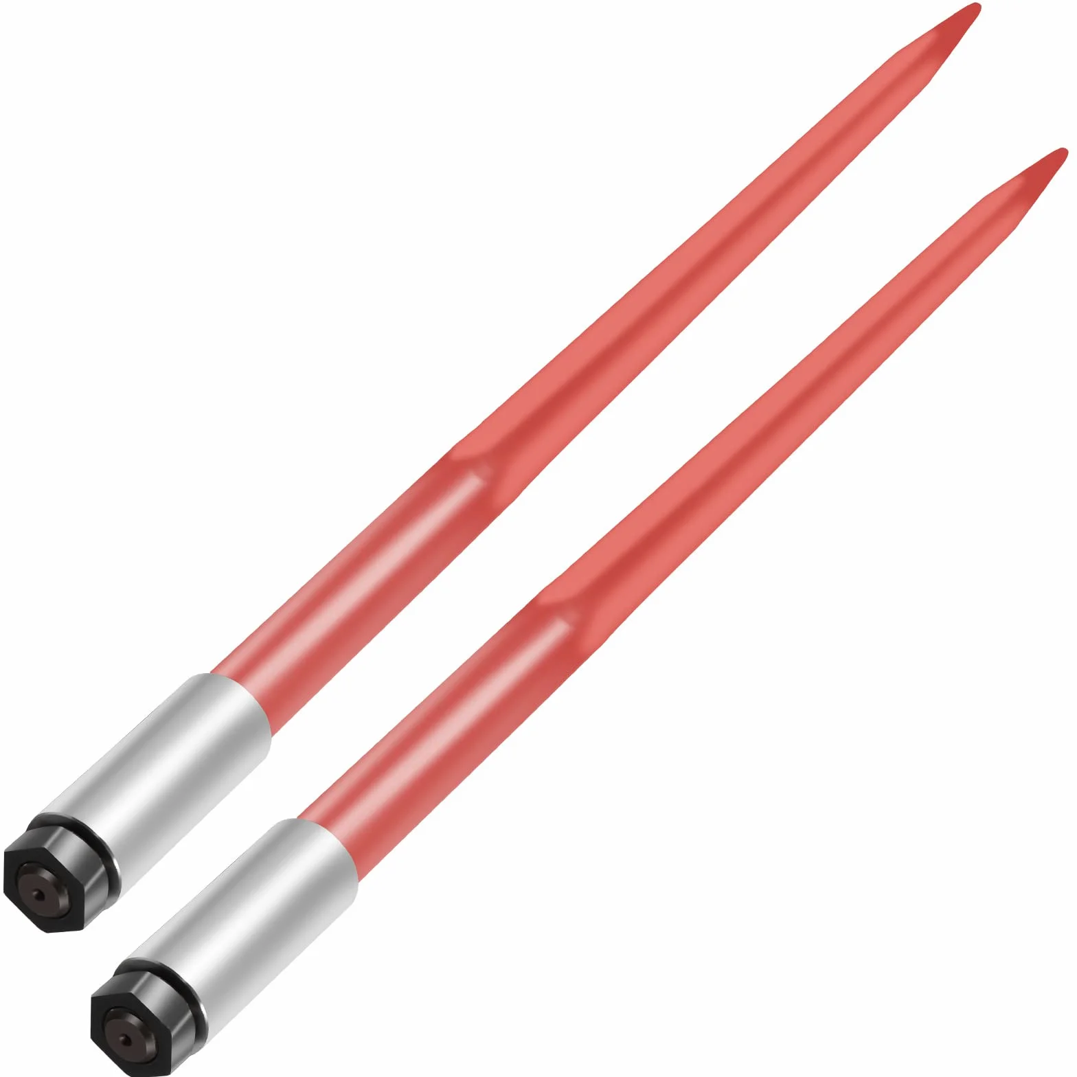 VEVOR Coppia lancia per fieno 43" lancia per balle, capacità 3000 libbre, punta per balle ad attacco rapido lancia quadrata per balle di fieno 1 3/4", forche per balle rivestite di rosso