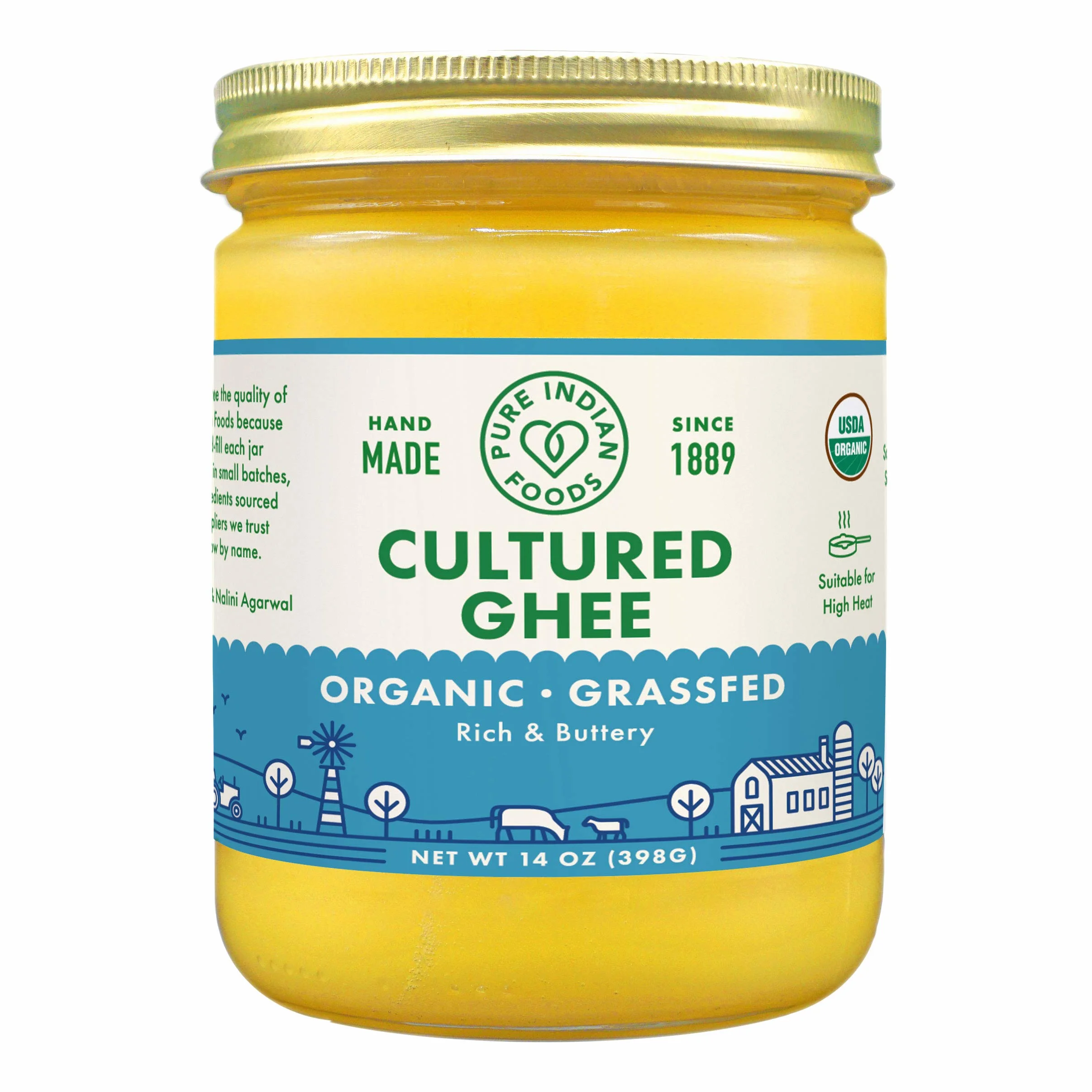 Grassfed Organic Cultured Ghee 14 Oz. - Pure Indian Foods(R) Brand by Pure Indian Foods