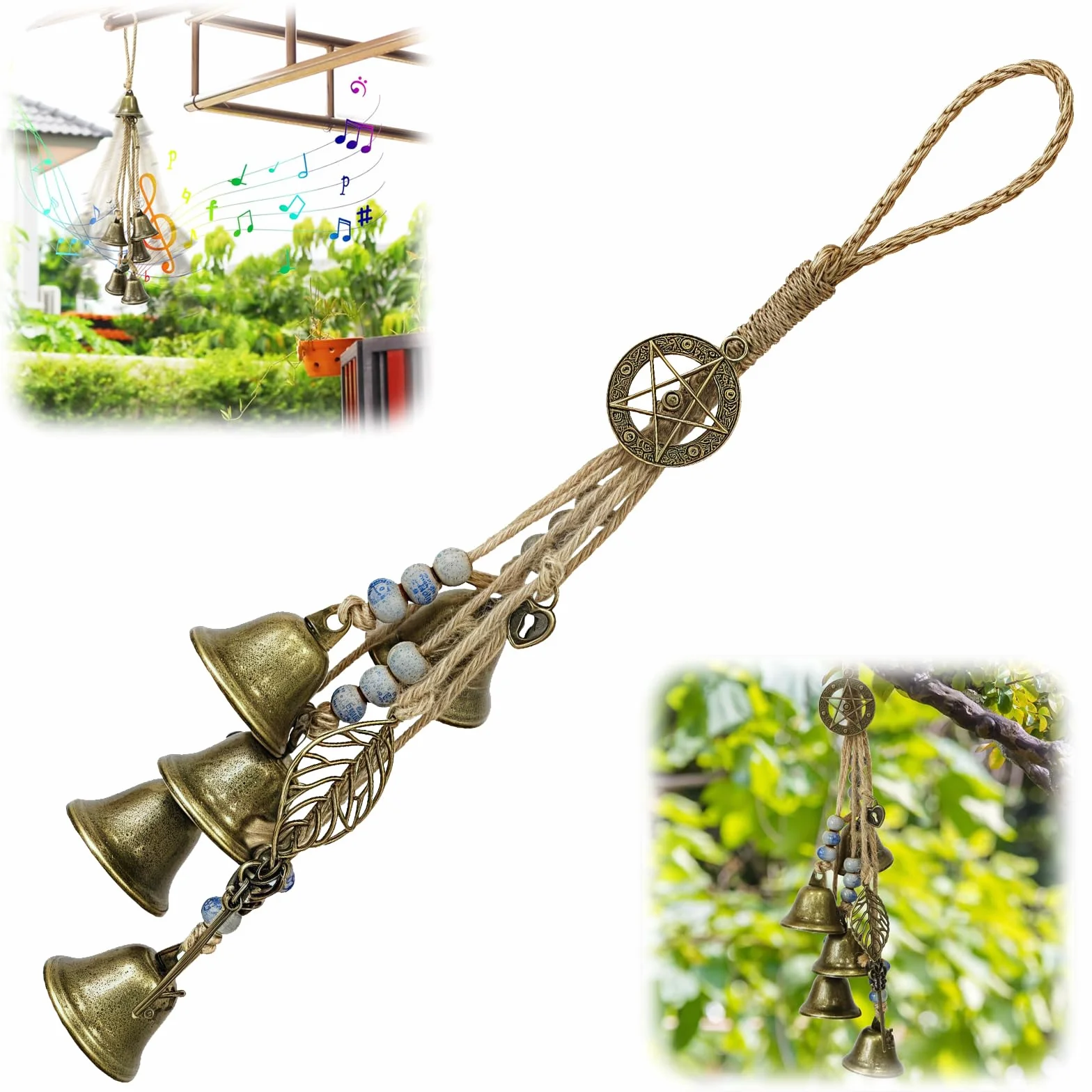 Campane da giardino con campane a vento per esterni, in metallo, per interni ed esterni, veranda e decorazione per la casa