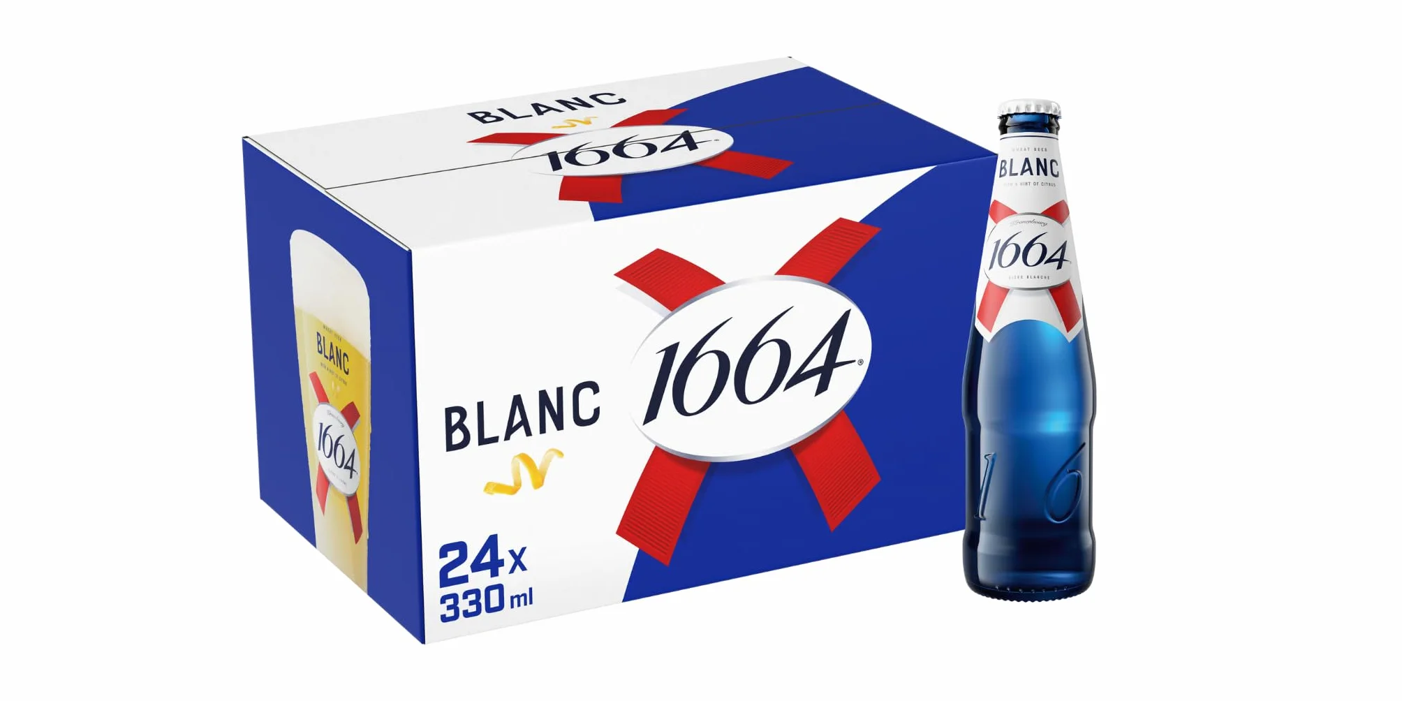 Birra 1664 Blanc, Cassa con 24 Bottiglie da 33cl, Birra Speciale con note Fruttate e Agrumate, Gusto Leggero e Rinfrescante, Gradazione Alcolica 5.0% Vol.