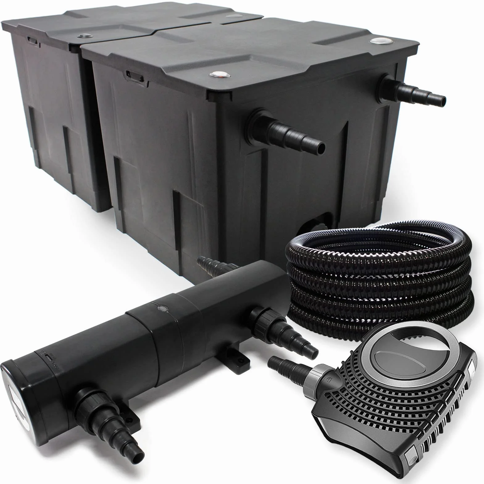 Set per laghetti fino a 60000l Filtro Chiarificatore UVC 36W Pompa 80W Tubo 25m