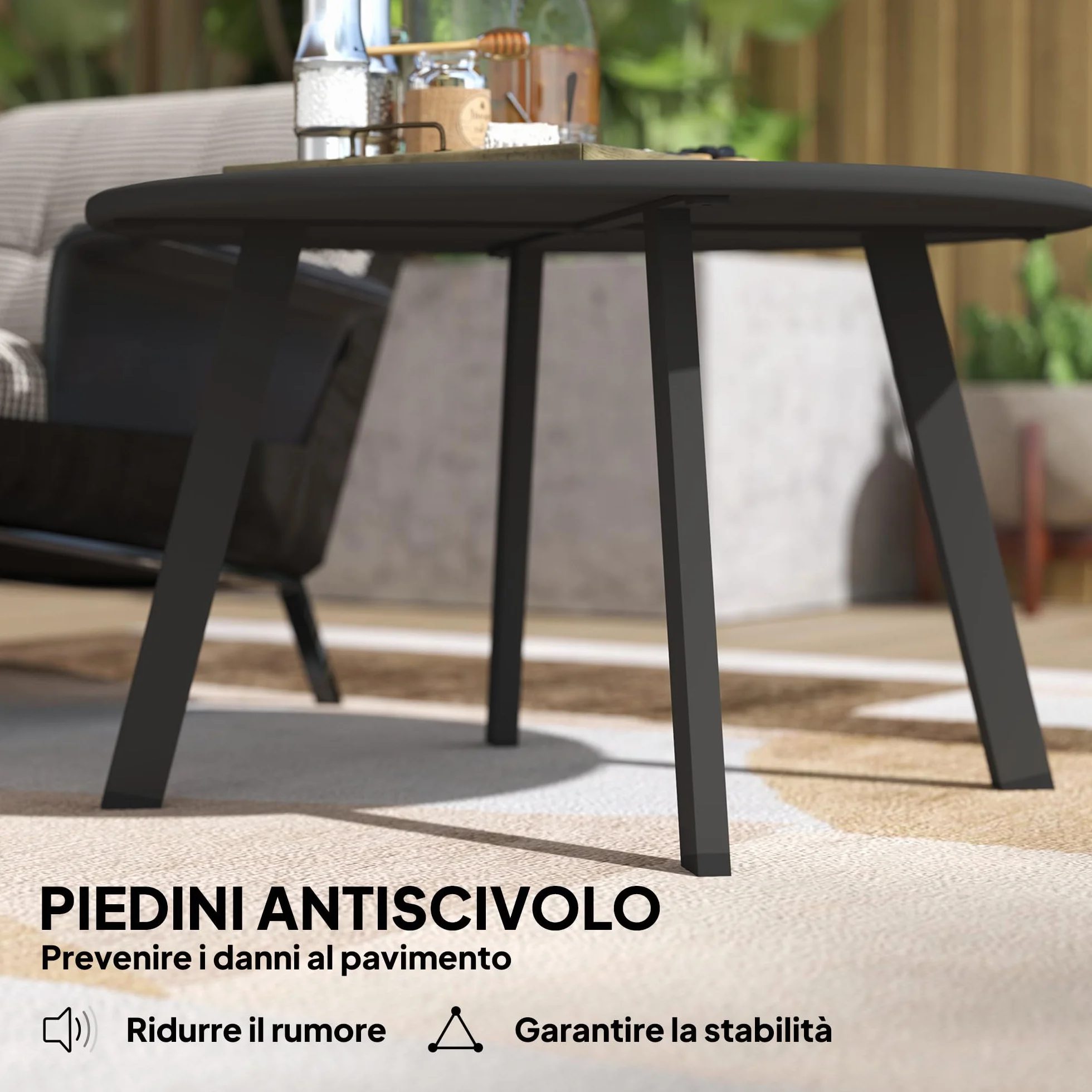 Outsunny Tavolino da Giardino Rotondo stile Industriale con Piedini Antiscivolo, Tavolino da Caffè in Metallo, per Balcone, Giardino, Terrazza, Soggiorno, Ø70x42 cm, Grigio Carbone