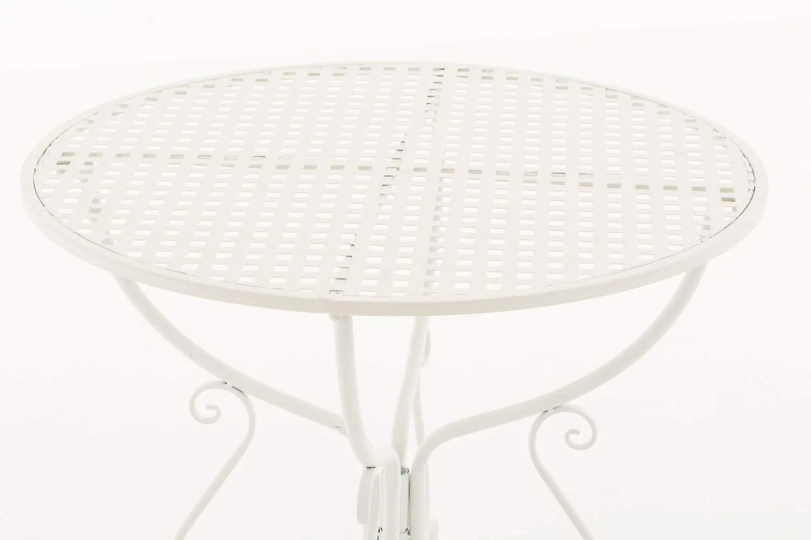 CLP Tavolino In Ferro Da Giardino Amanda I Tavolo Rotondo Da Balcone Stile Liberty I Tavolino Da Caffè Per Bistrot Ø 70 CM, Colore:bianco