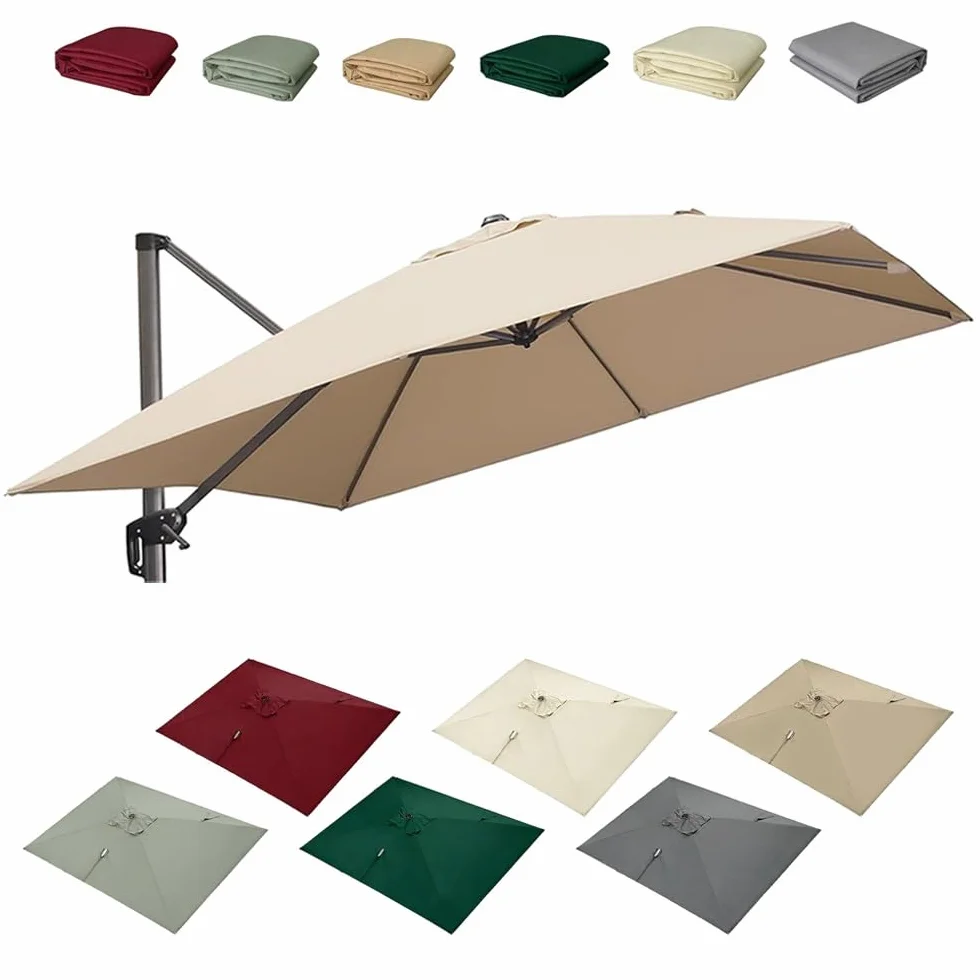Telo Di Ricambio Per Ombrellone Da Esterno 3x3cm Copertura Di Ricambio Per Ombrellone Quadrato 8 Stecche Baldacchino Di Ricambio Per Giardino Piscina(Khaki,3x3m/9.8x9.8ft)