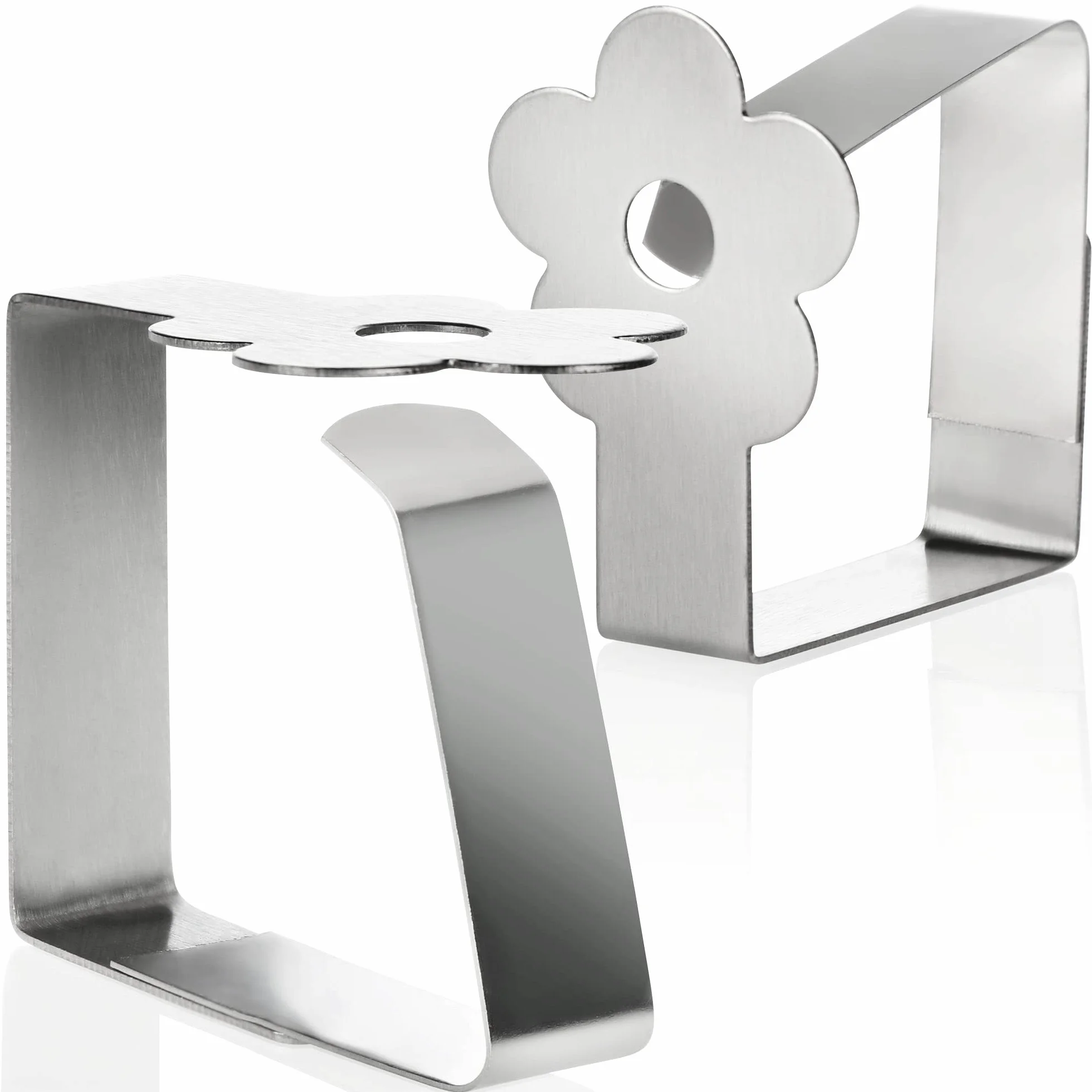 COM-FOUR® 8x clip per tovaglie premium in acciaio inossidabile - porta panni per biancheria da tavola - clip per tovaglie per interno ed esterno - clip in metallo (08 pezzi/fiore)