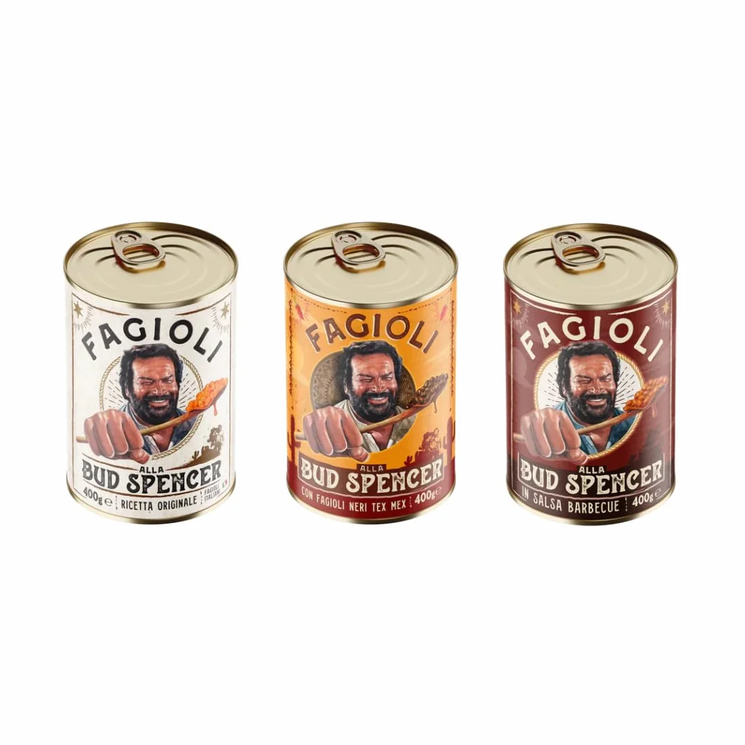 MIX Fagioli BUD SPENCER - 1 Barattolo Fagioli Pinto Ricetta originale + 1 Barattolo Fagioli Neri Tex-Mex + 1 Barattolo di Fagioli salsa Barbecue, Barattoli da 400gr - PRODOTTO ORIGINALE BUD POWER
