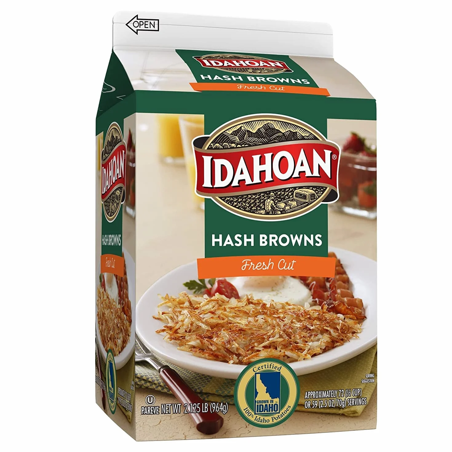 Idahoan Hash Browns Premium Fresh Cut, realizzati con patate dell'Idaho 100% senza glutine, cartone da 34 once (72 porzioni)