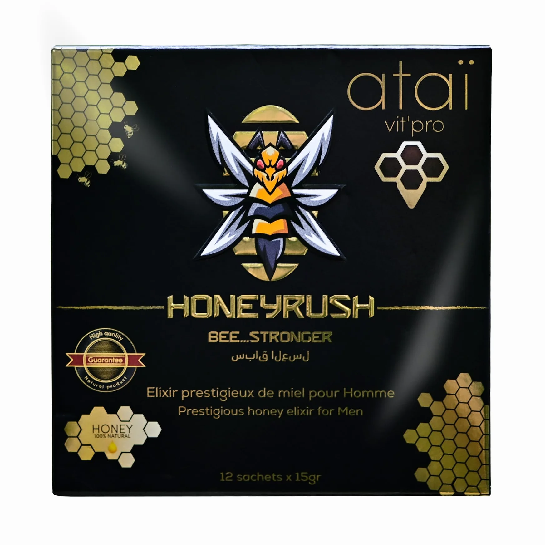 HONEY BEERUSH - Miele afrodisiaco - Booster energetico - Libido intensa - Per uomo - 12 bustine da 15gr