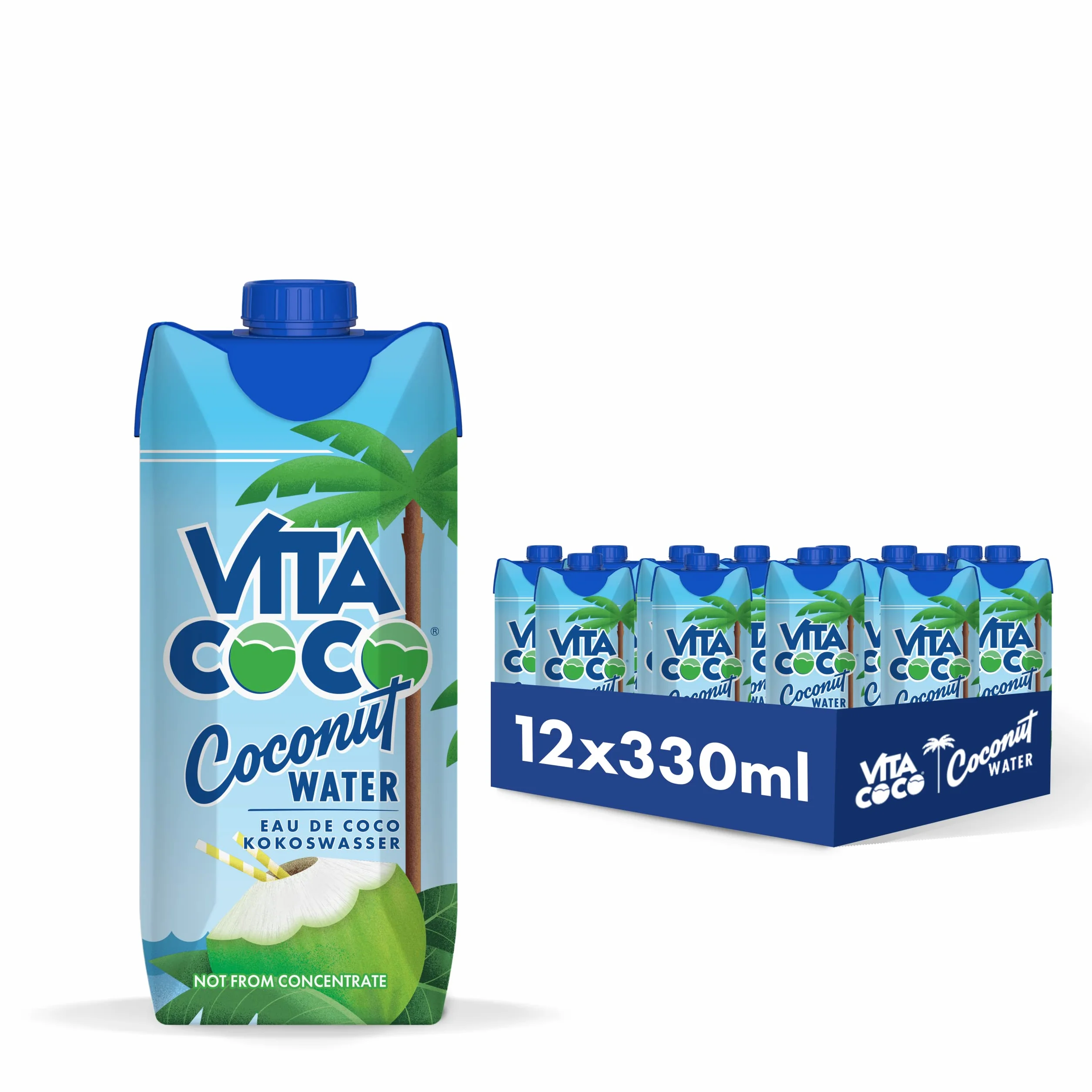 Vita Coco Acqua Di Cocco Originale 12x330 ml, piena di elettroliti, senza glutine, ricca di vitamina C e potassio, 3960ML
