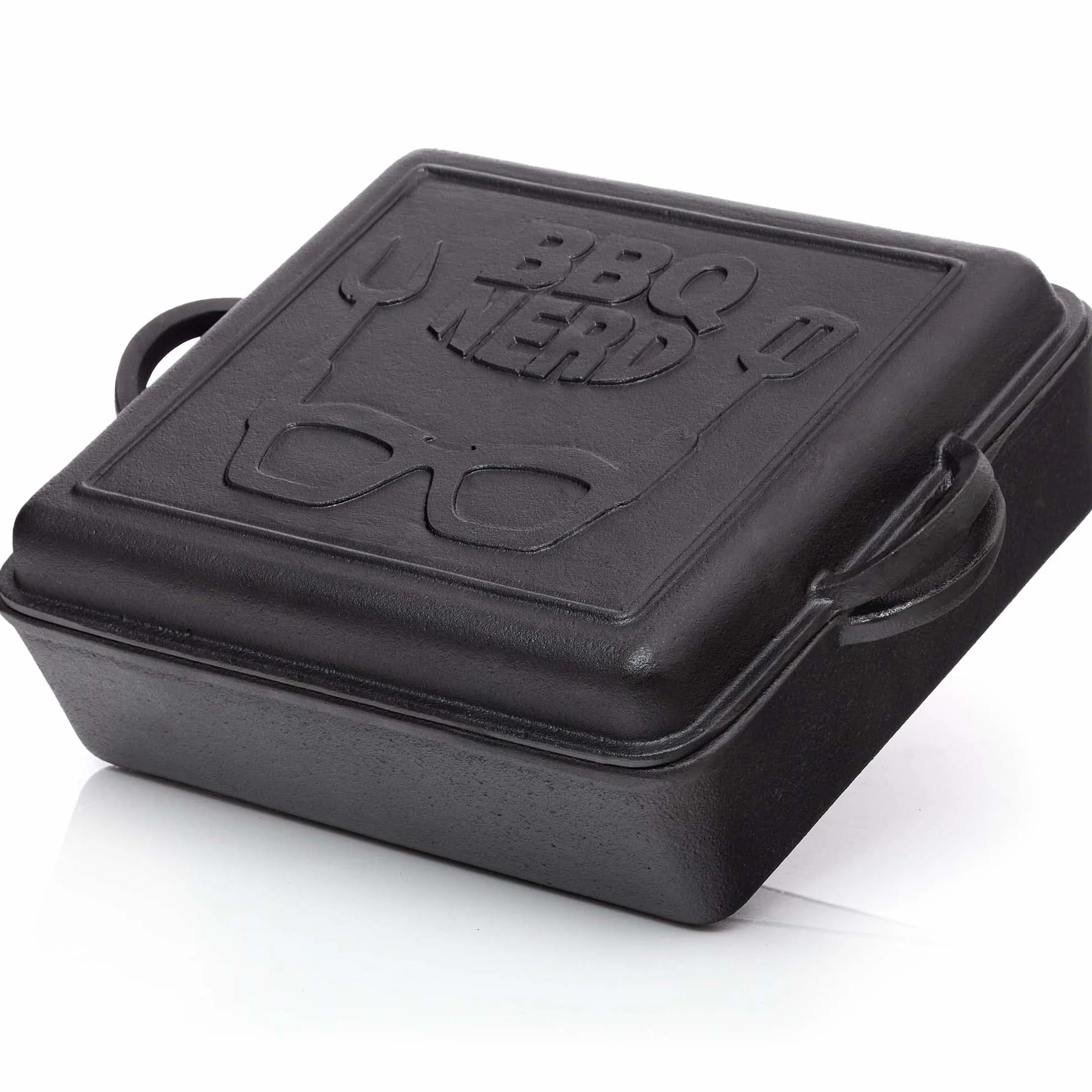 BBQ-Nerd© Dutch Oven 10,8 l, pentola rettangolare con coperchio/padella | Padella in ghisa ignifuga per stufare, arrostire e cuocere ideale per campeggio e barbecue