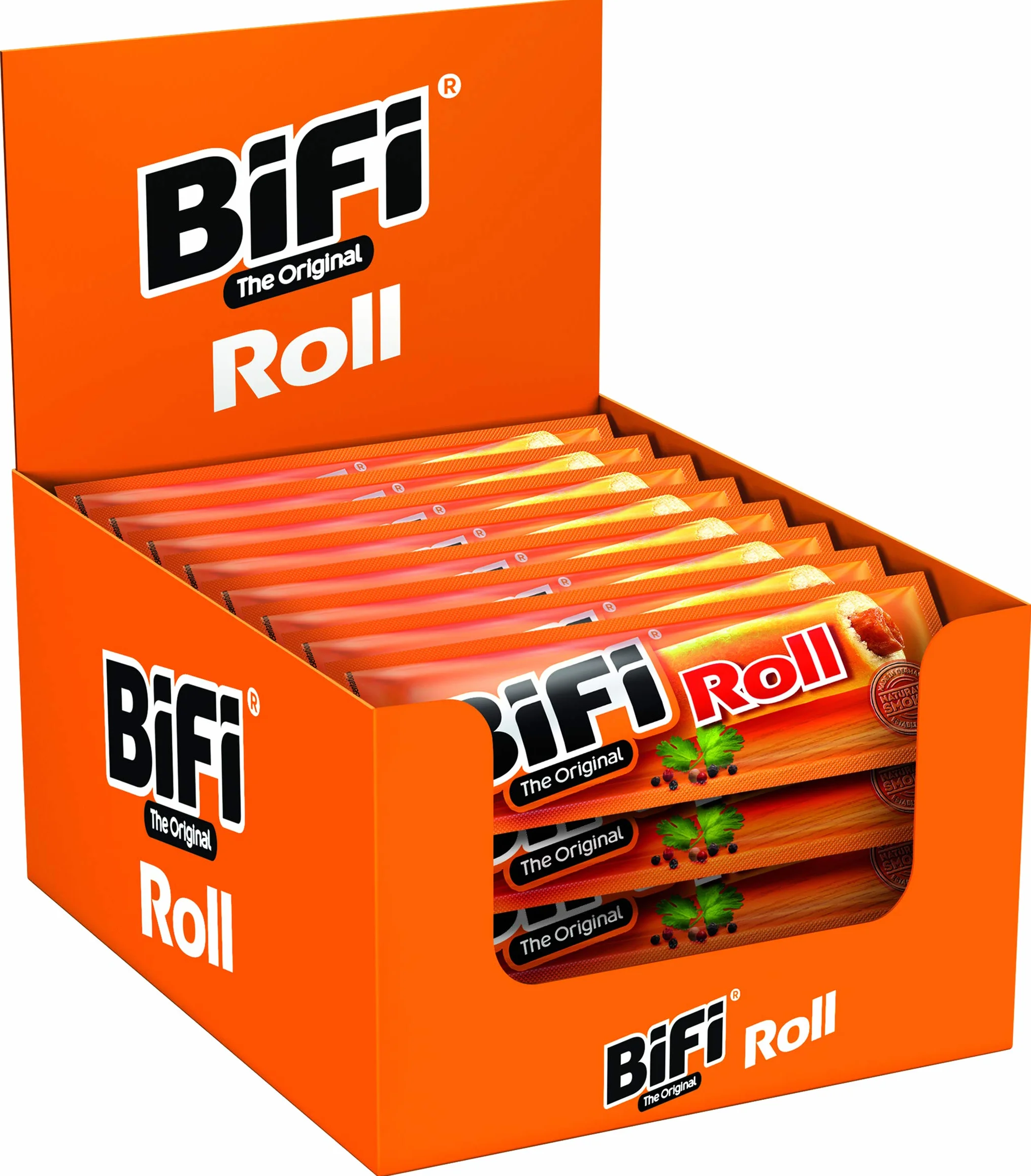 BiFi Roll, Salamino Snack in Morbido Panino, Formato Tascabile), da Gustare in Viaggio, in Ufficio o Quando fai Sport, Con Pepe, Coriandolo e Aglio, Confezione da 24 (24 X 45 g)